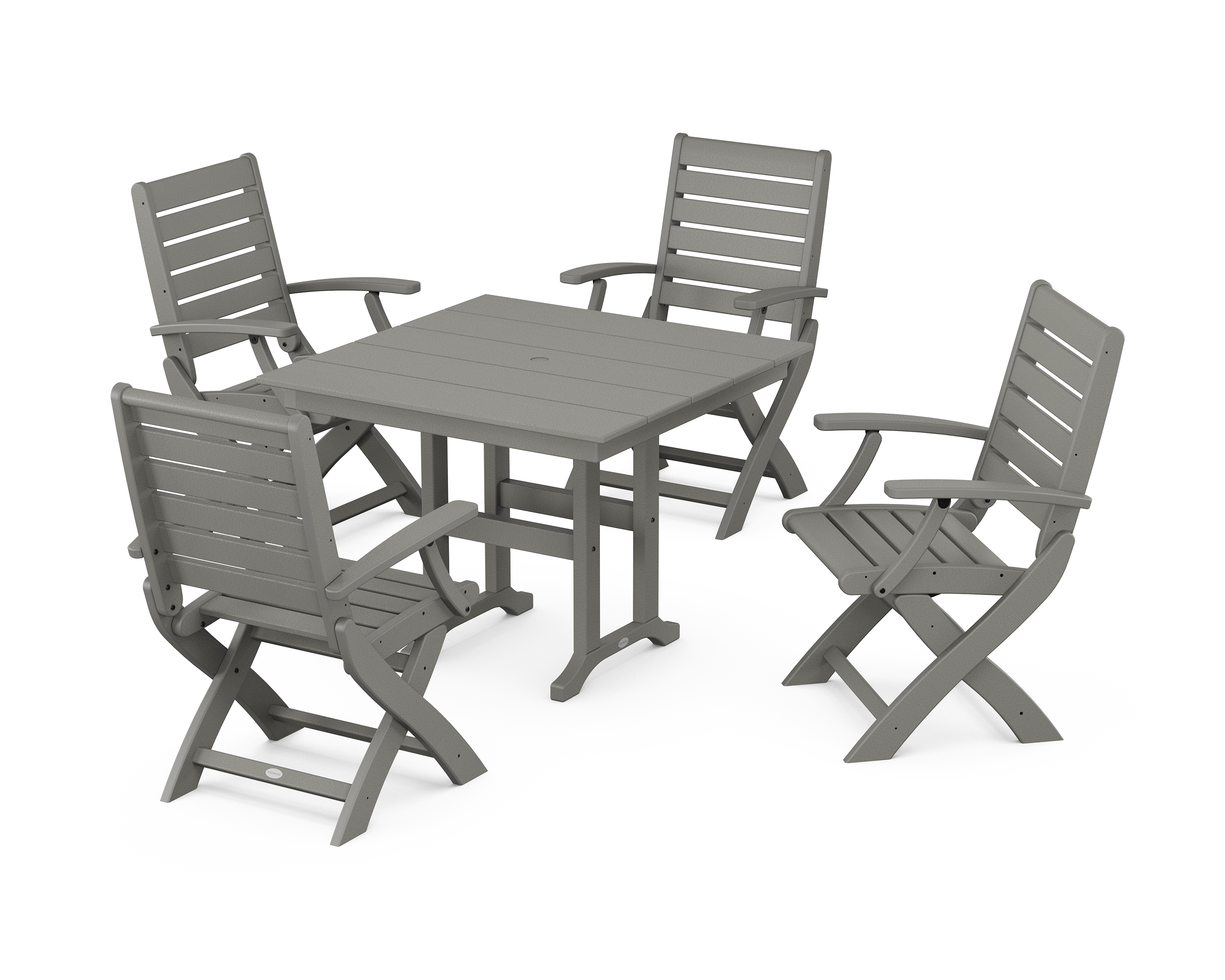 POLYWOOD Signature Folding Chair 5-Piece Farmhouse Dining Set