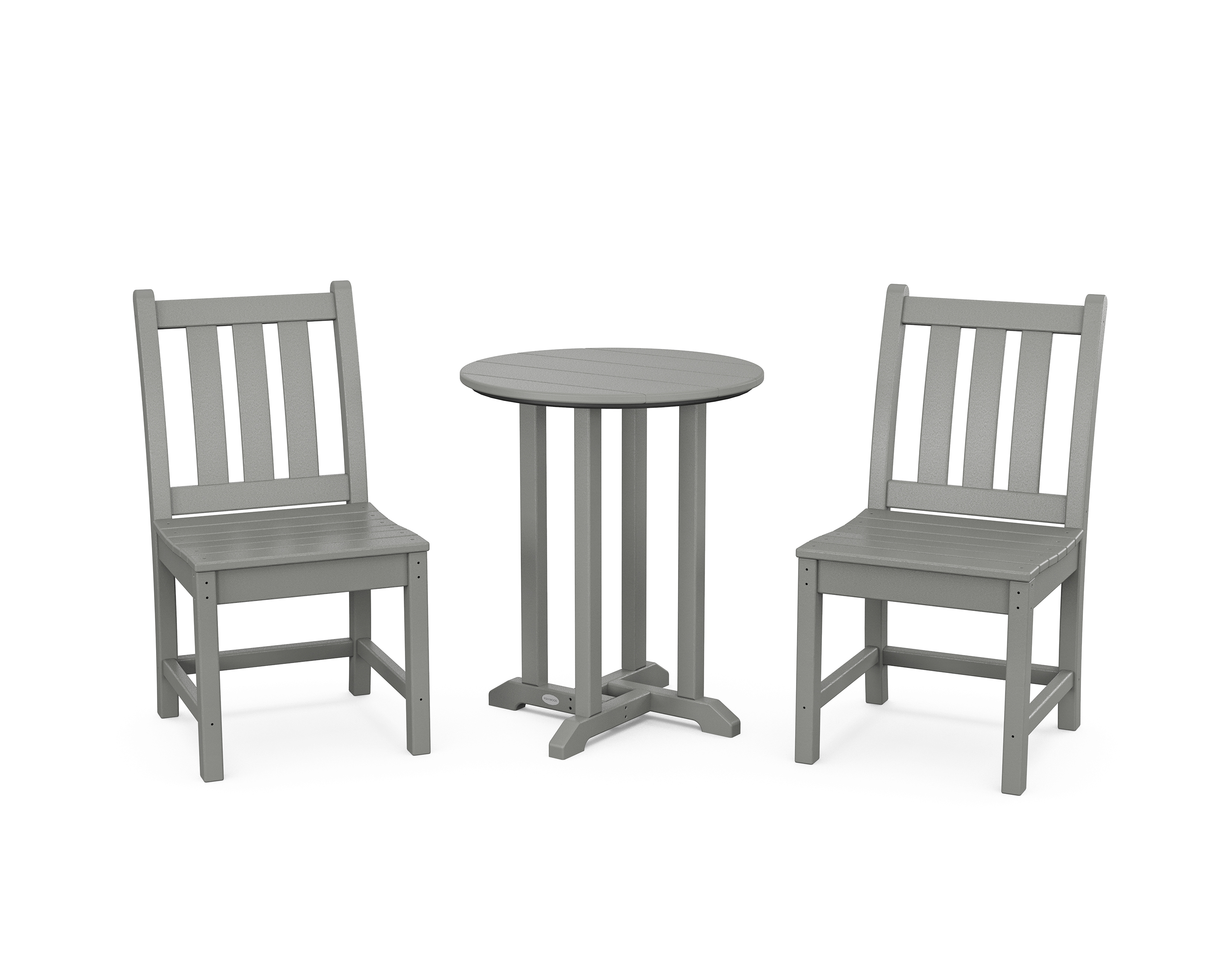POLYWOOD Traditional Garden Side Chair 3-Piece Round Bistro Dining Set