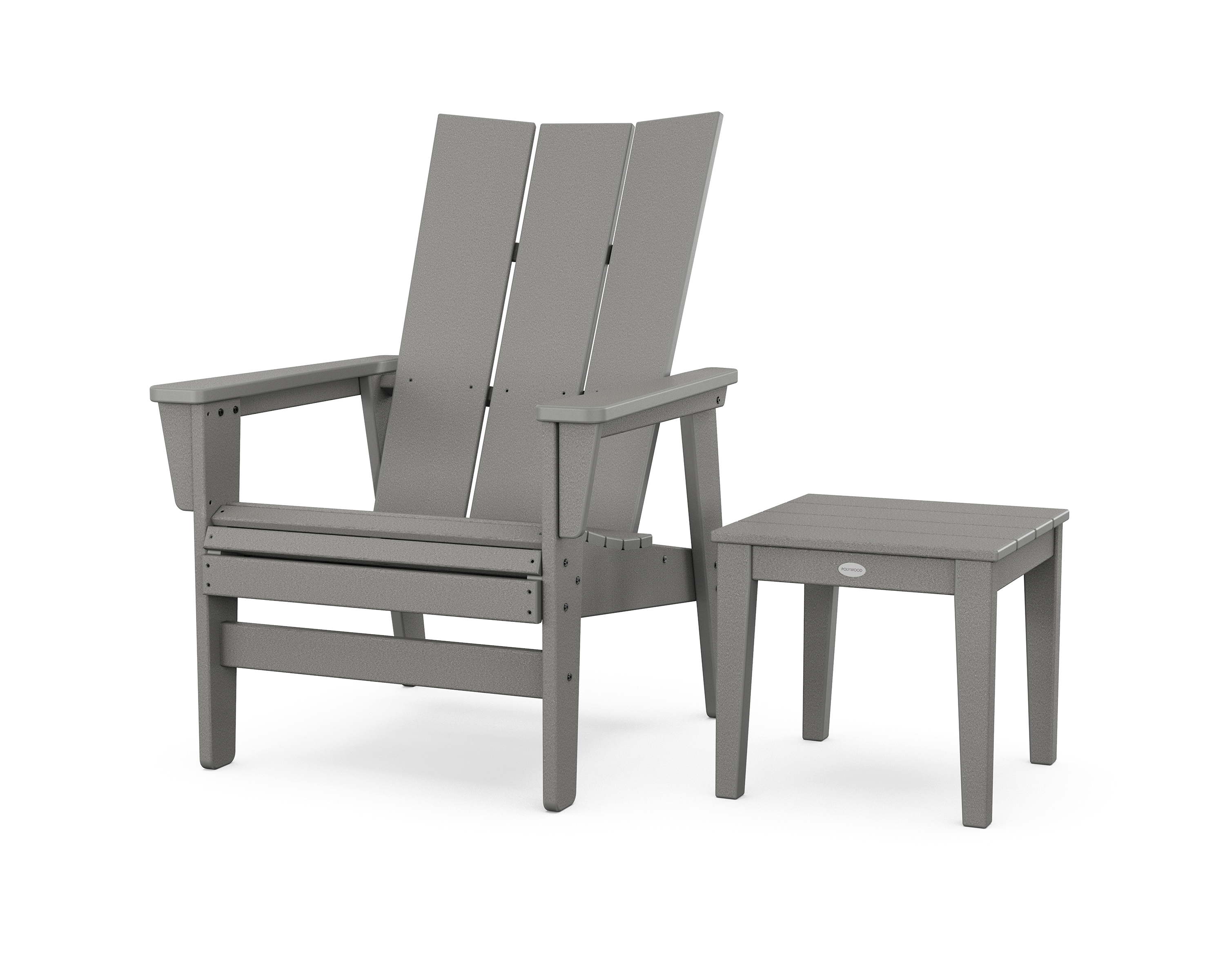 POLYWOOD Modern Grand Upright Adirondack Chair with Side Table