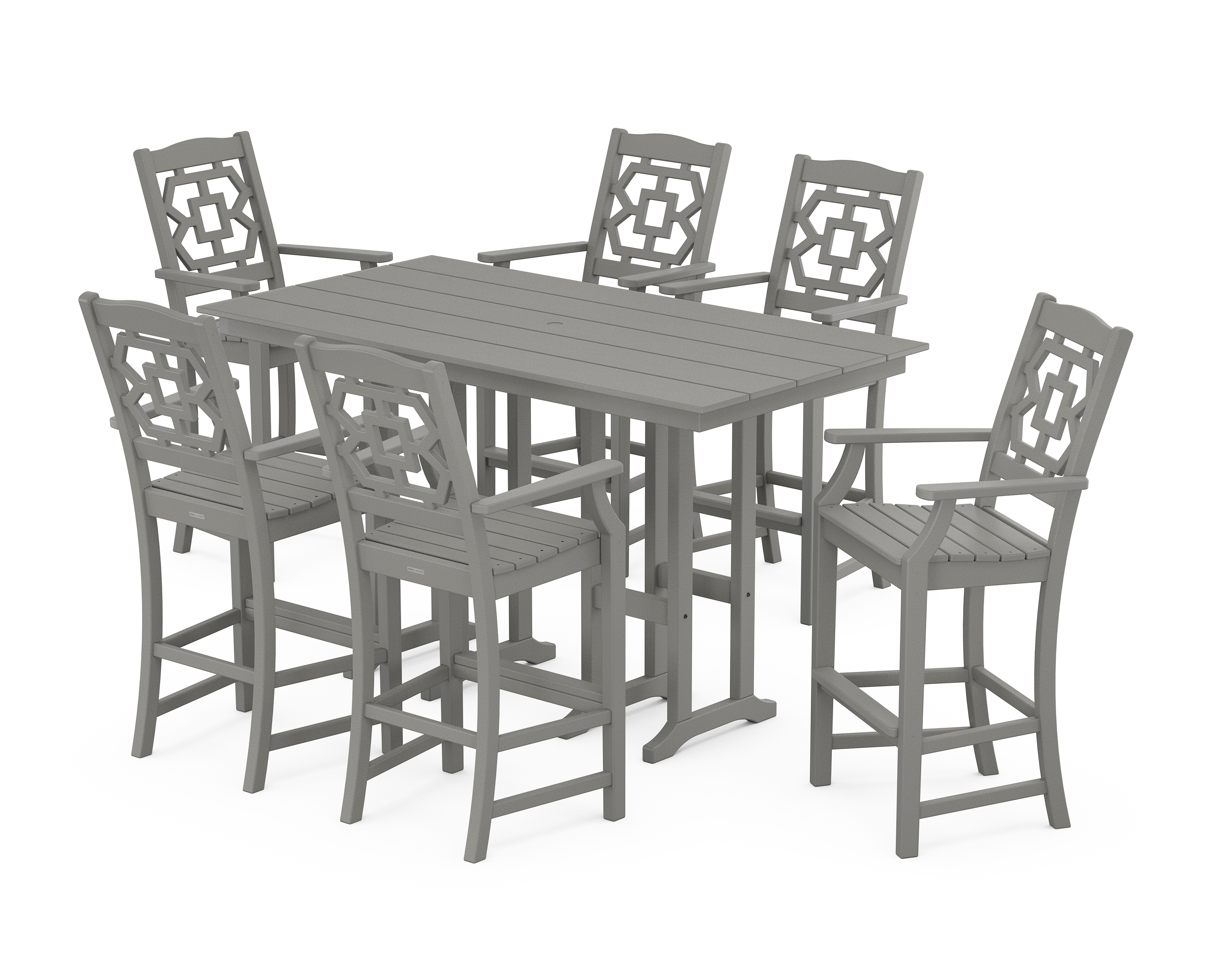 POLYWOOD Chinoiserie Arm Chair 7-Piece Farmhouse Bar Set
