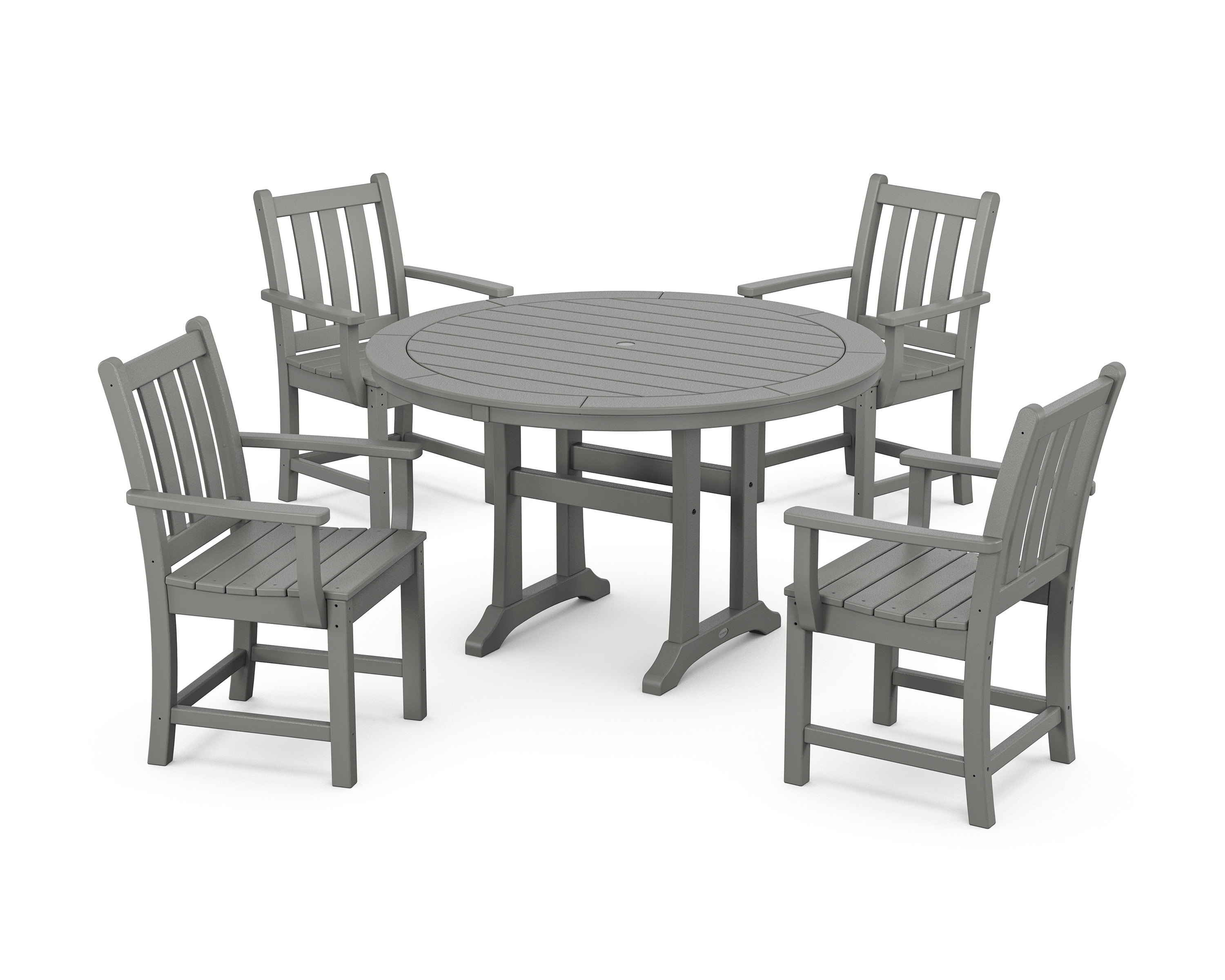 POLYWOOD Traditional Garden 5-Piece Round Dining Set with Trestle Legs