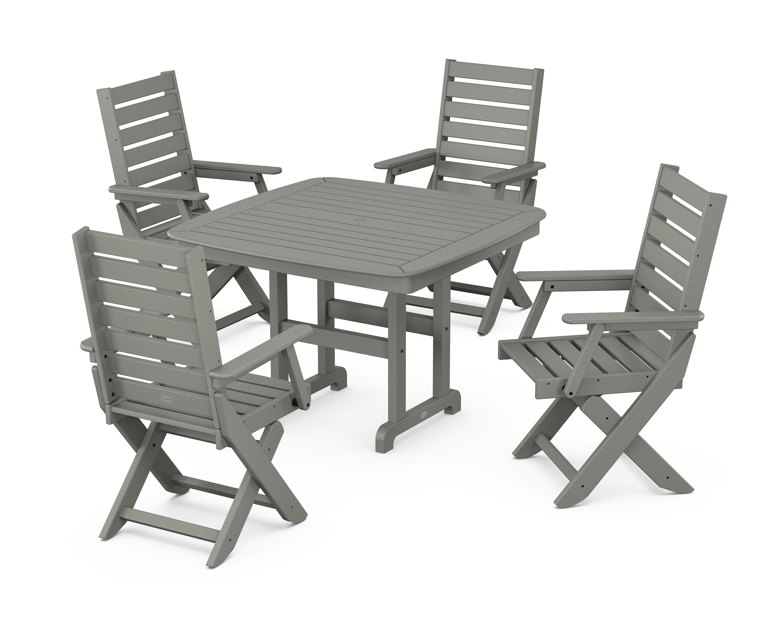 POLYWOOD Captain Folding Chair 5-Piece Dining Set with Trestle Legs