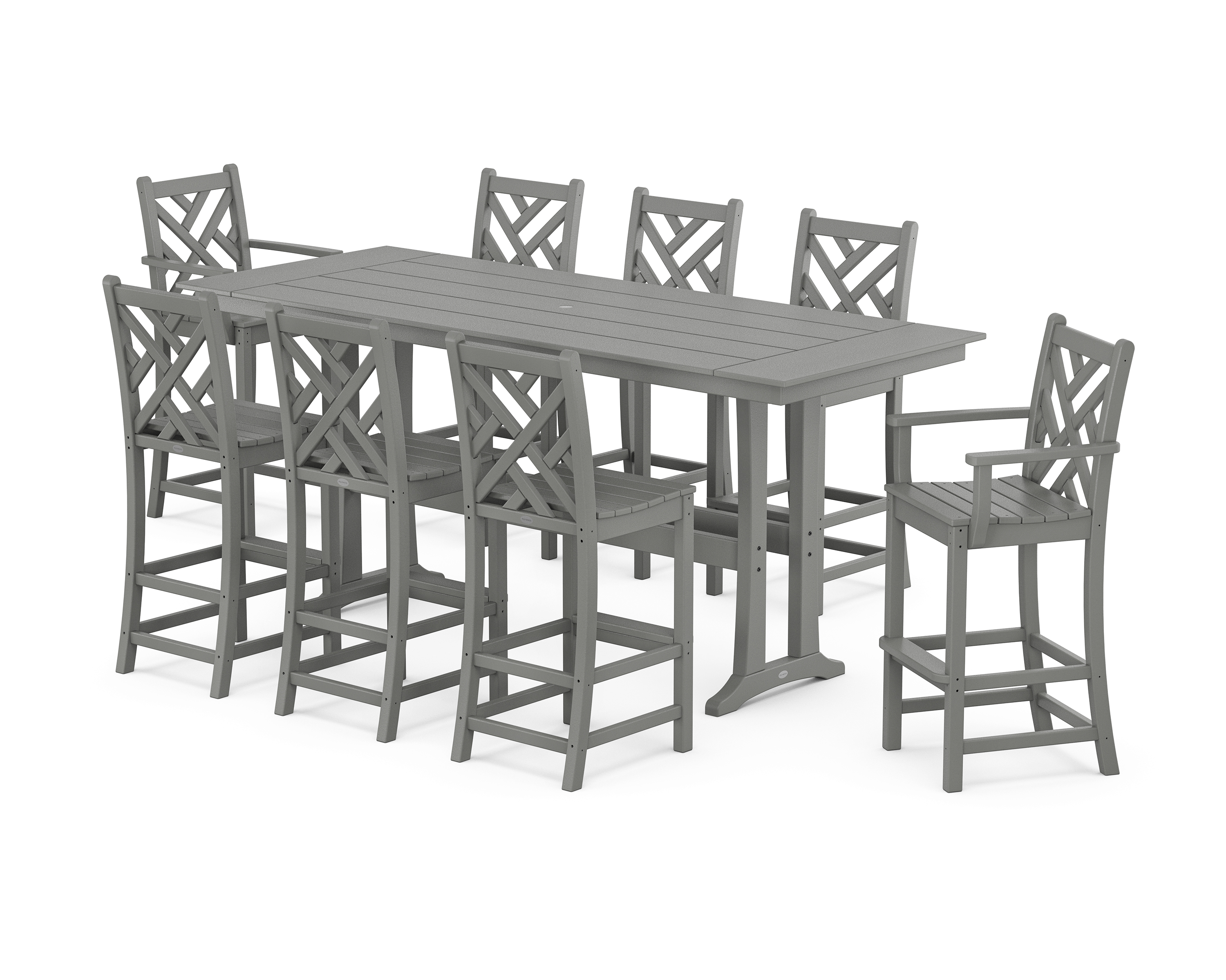 POLYWOOD Chippendale 9-Piece Farmhouse Bar Set with Trestle Legs