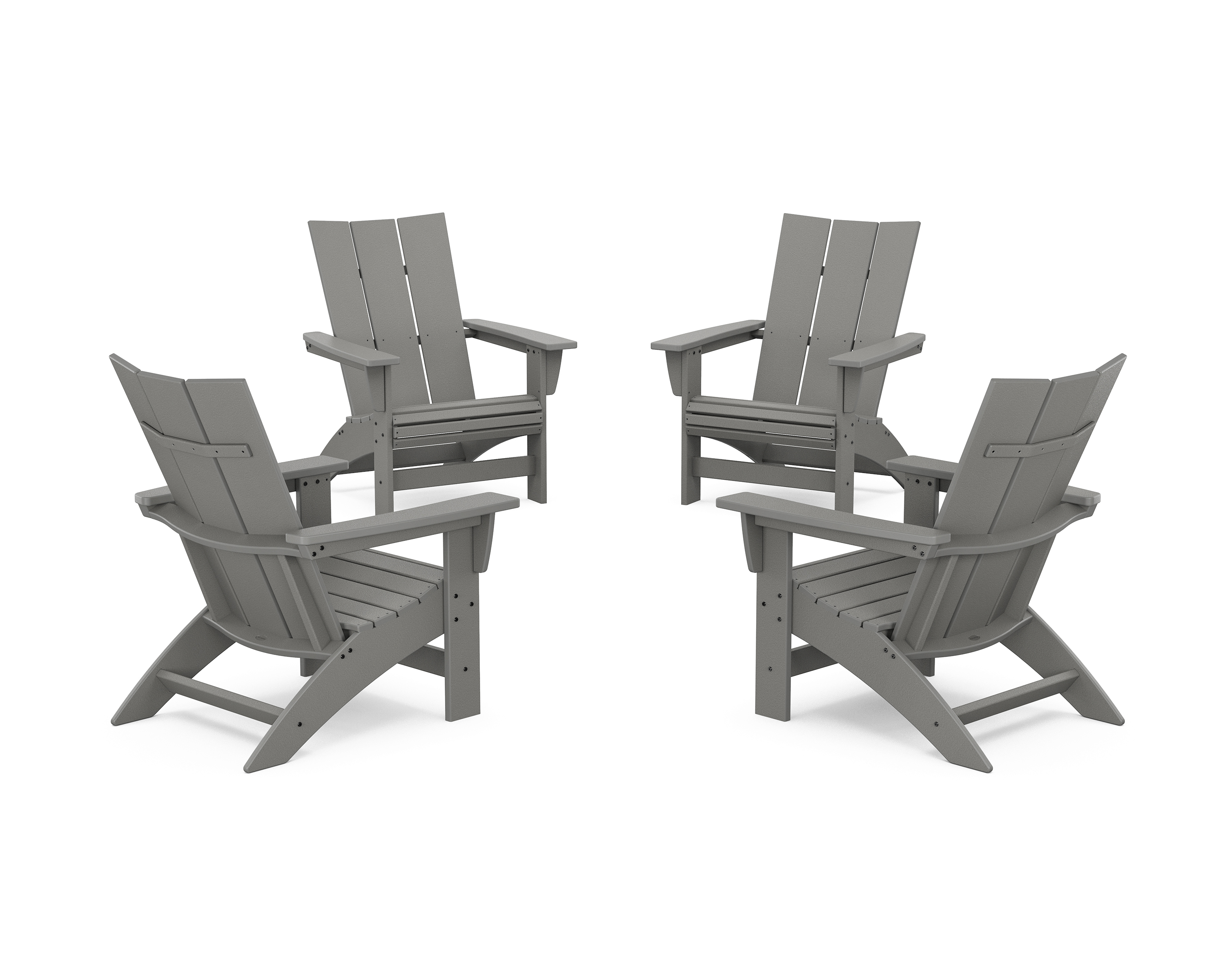 POLYWOOD 4-Piece Modern Grand Adirondack Chair Conversation Set