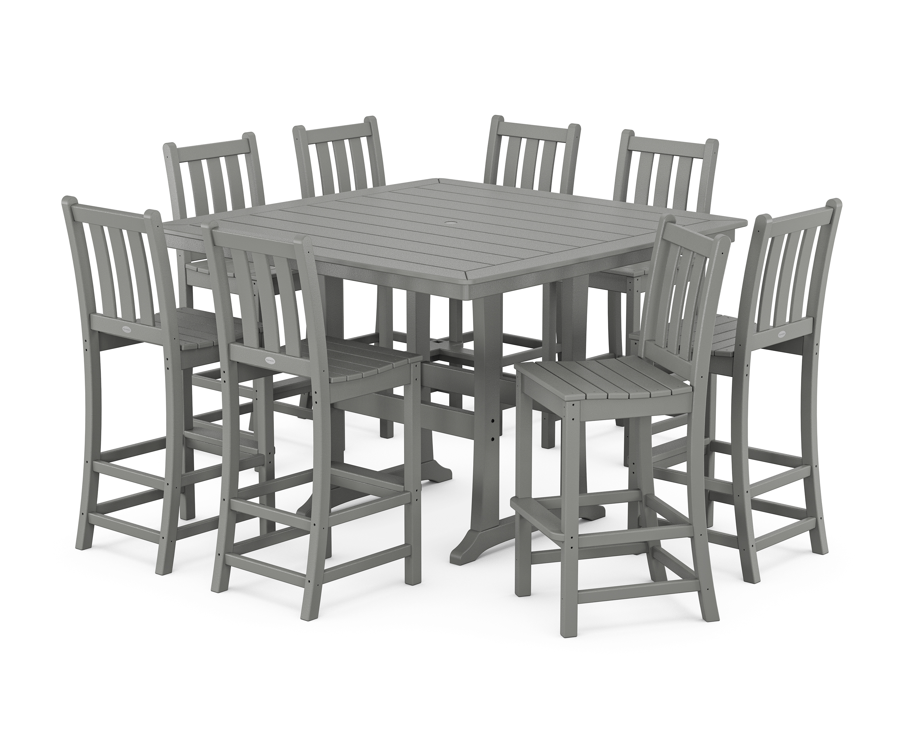 POLYWOOD Traditional Garden 9-Piece Nautical Trestle Bar Set