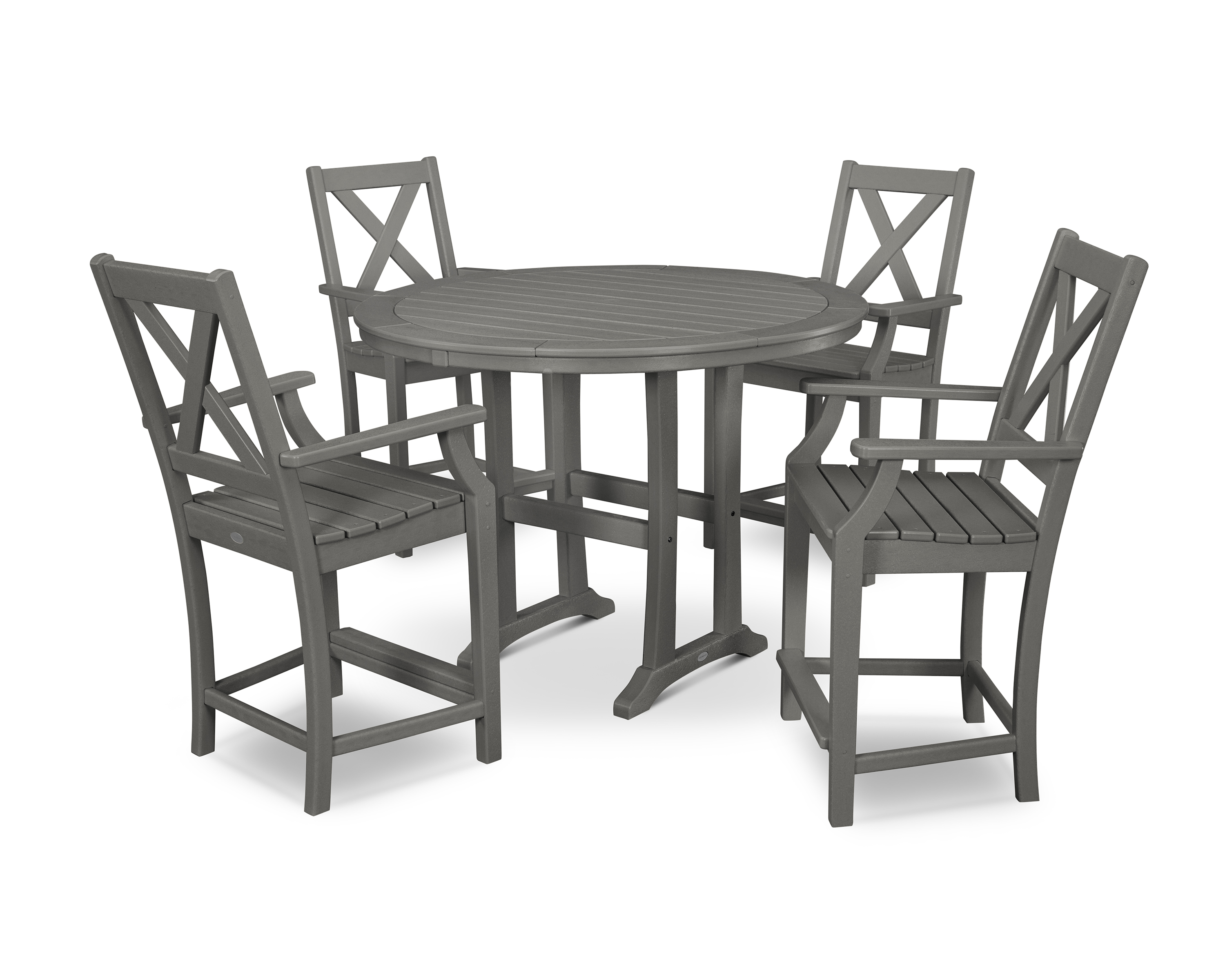 POLYWOOD Braxton 5-Piece Nautical Trestle Arm Chair Counter Set
