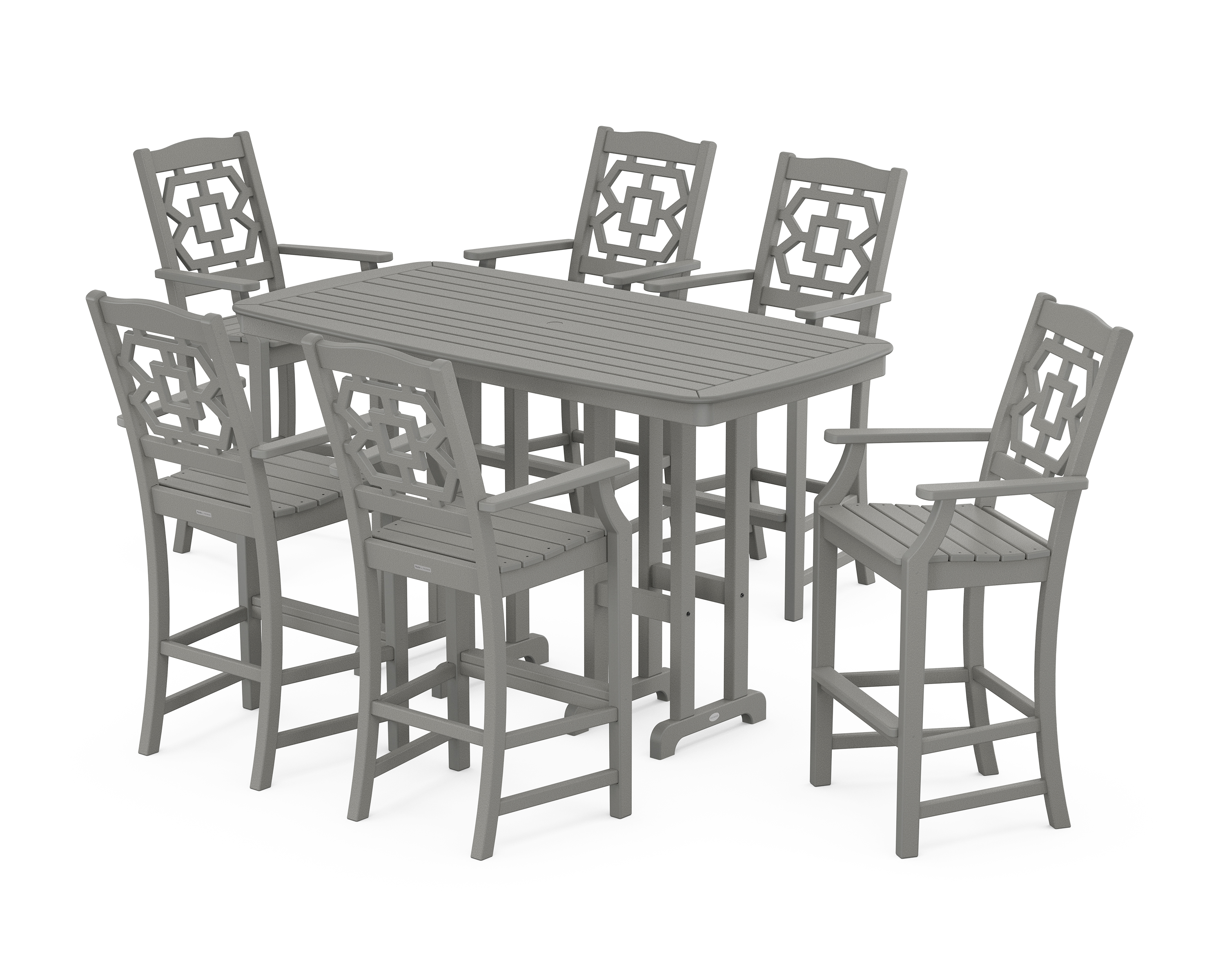 POLYWOOD Chinoiserie Arm Chair 7-Piece Bar Set