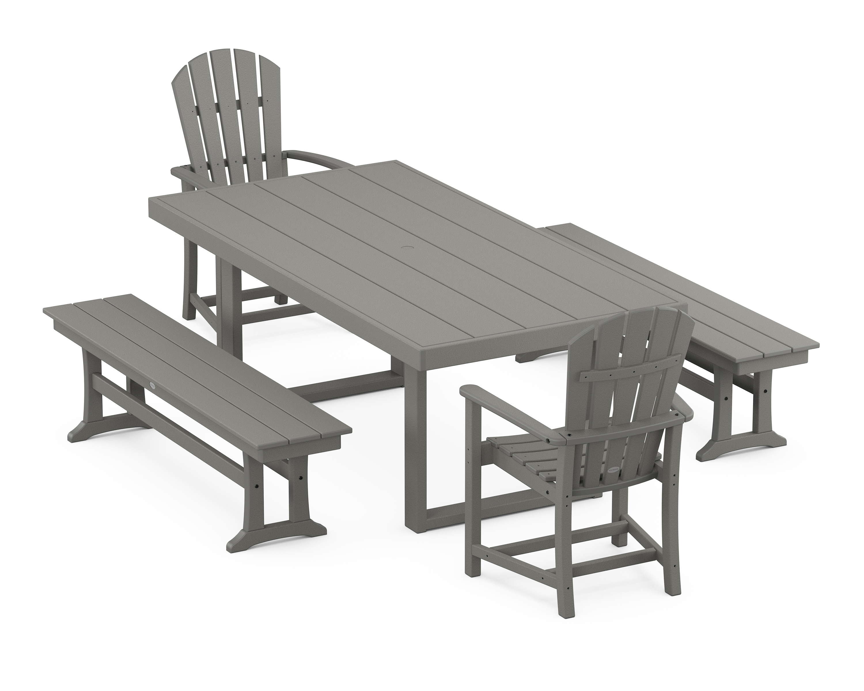 POLYWOOD Palm Coast 5-Piece Dining Set with Benches