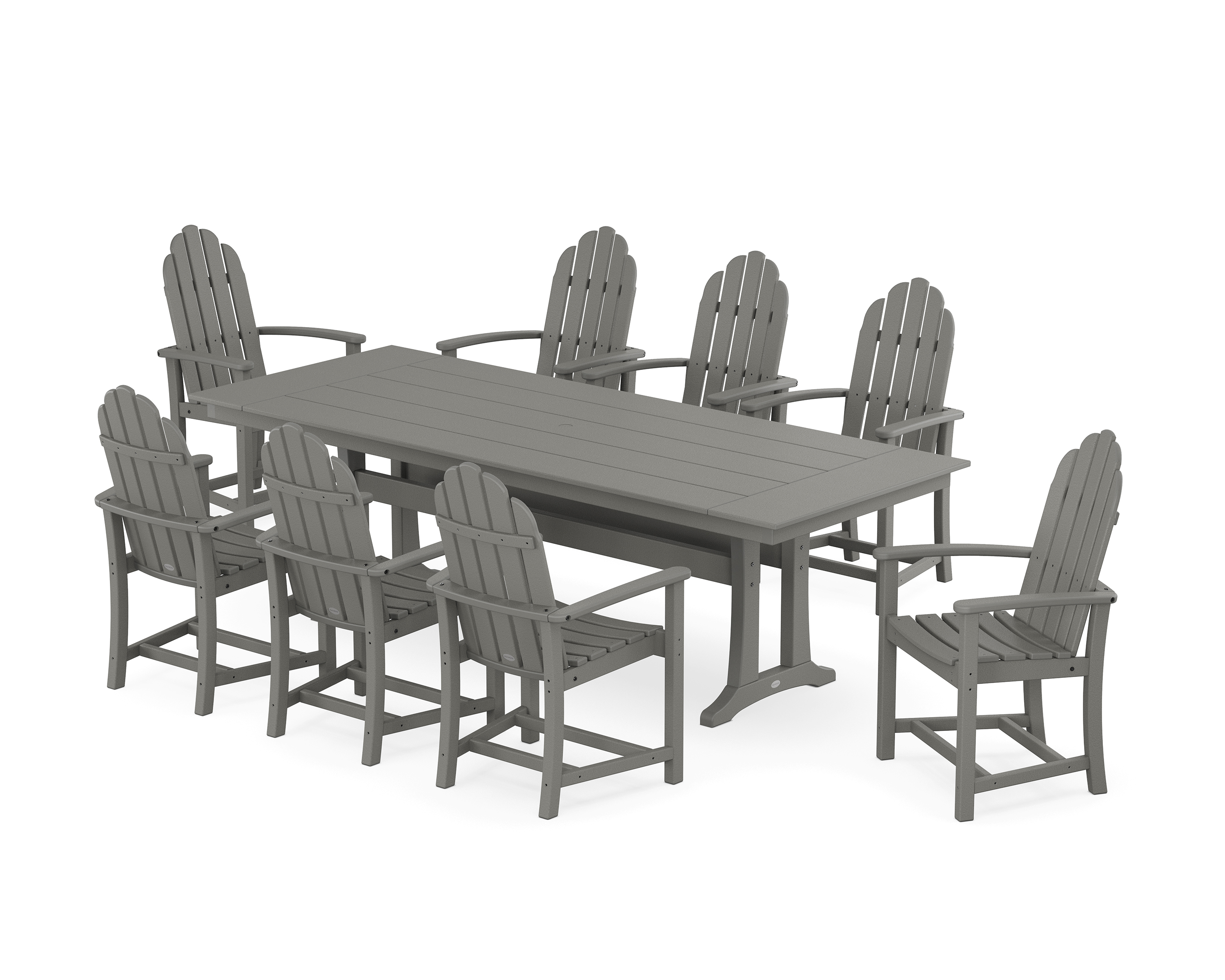 POLYWOOD Classic Adirondack 9-Piece Farmhouse Dining Set with Trestle Legs