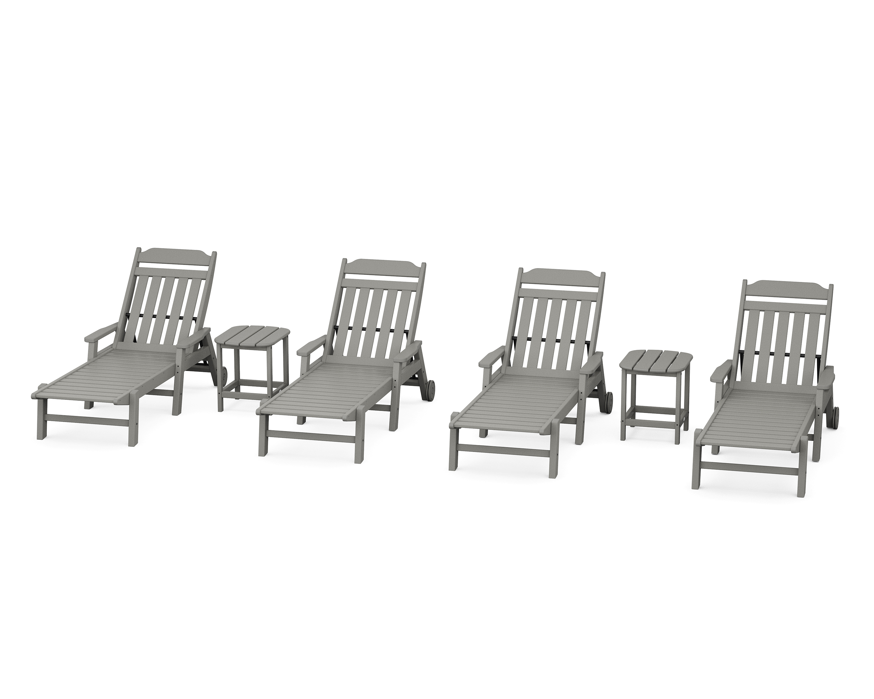 POLYWOOD Cottage 6-Piece Chaise Set with Arms and Wheels