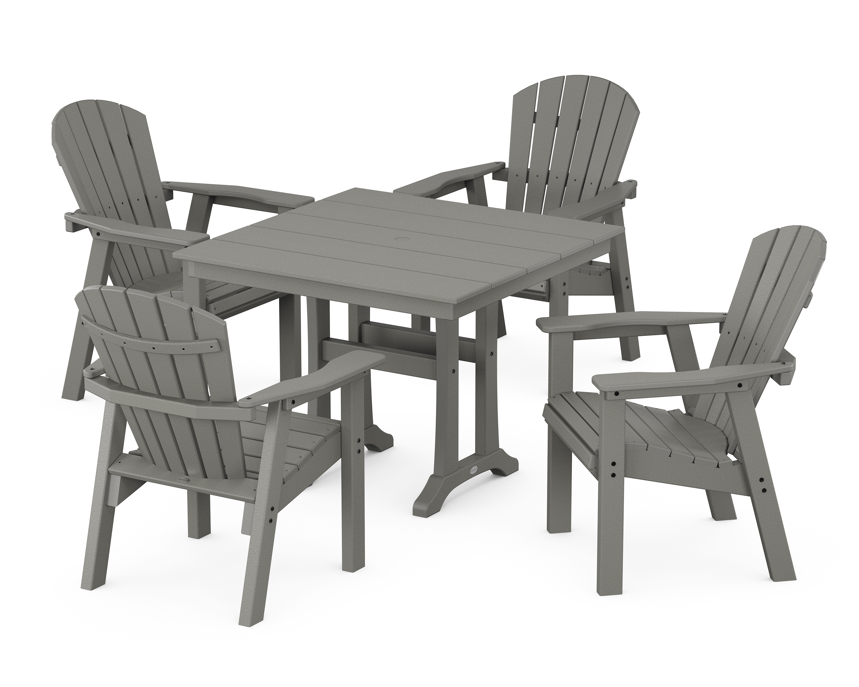 POLYWOOD Seashell 5-Piece Farmhouse Dining Set With Trestle Legs