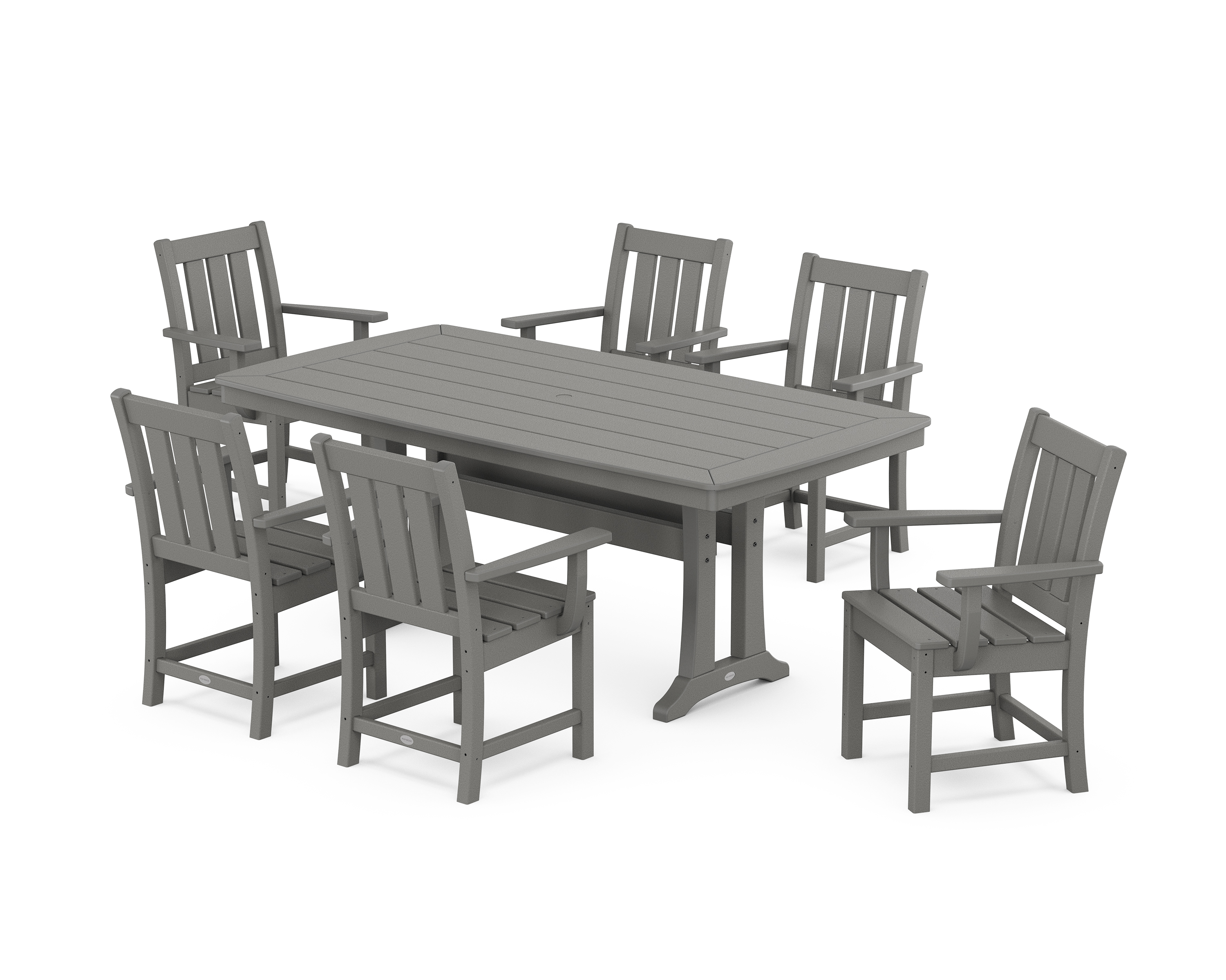 POLYWOOD Oxford Arm Chair 7-Piece Dining Set with Trestle Legs