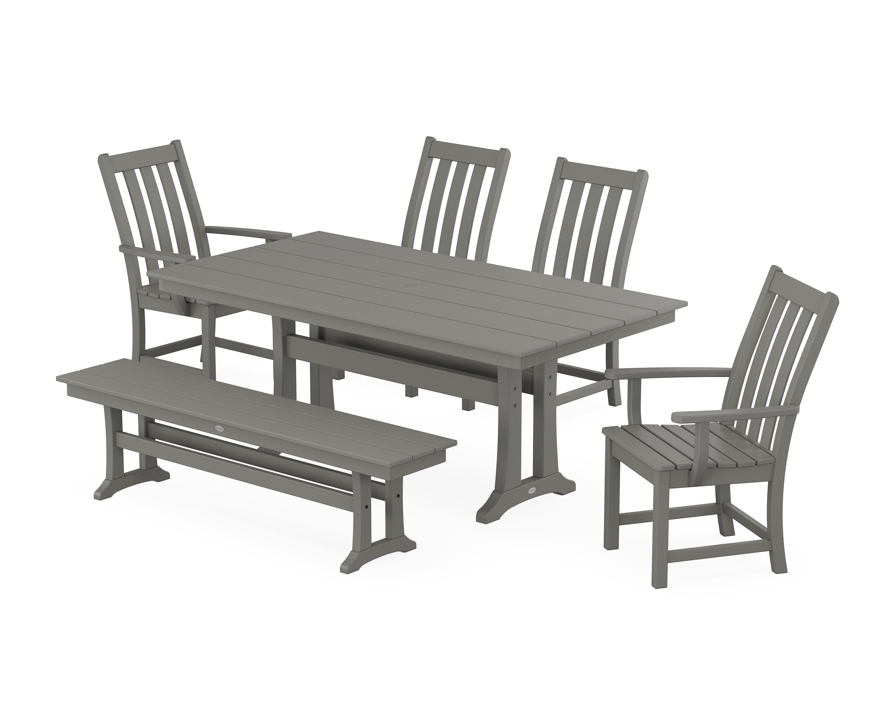 POLYWOOD Vineyard 6-Piece Farmhouse Dining Set With Trestle Legs