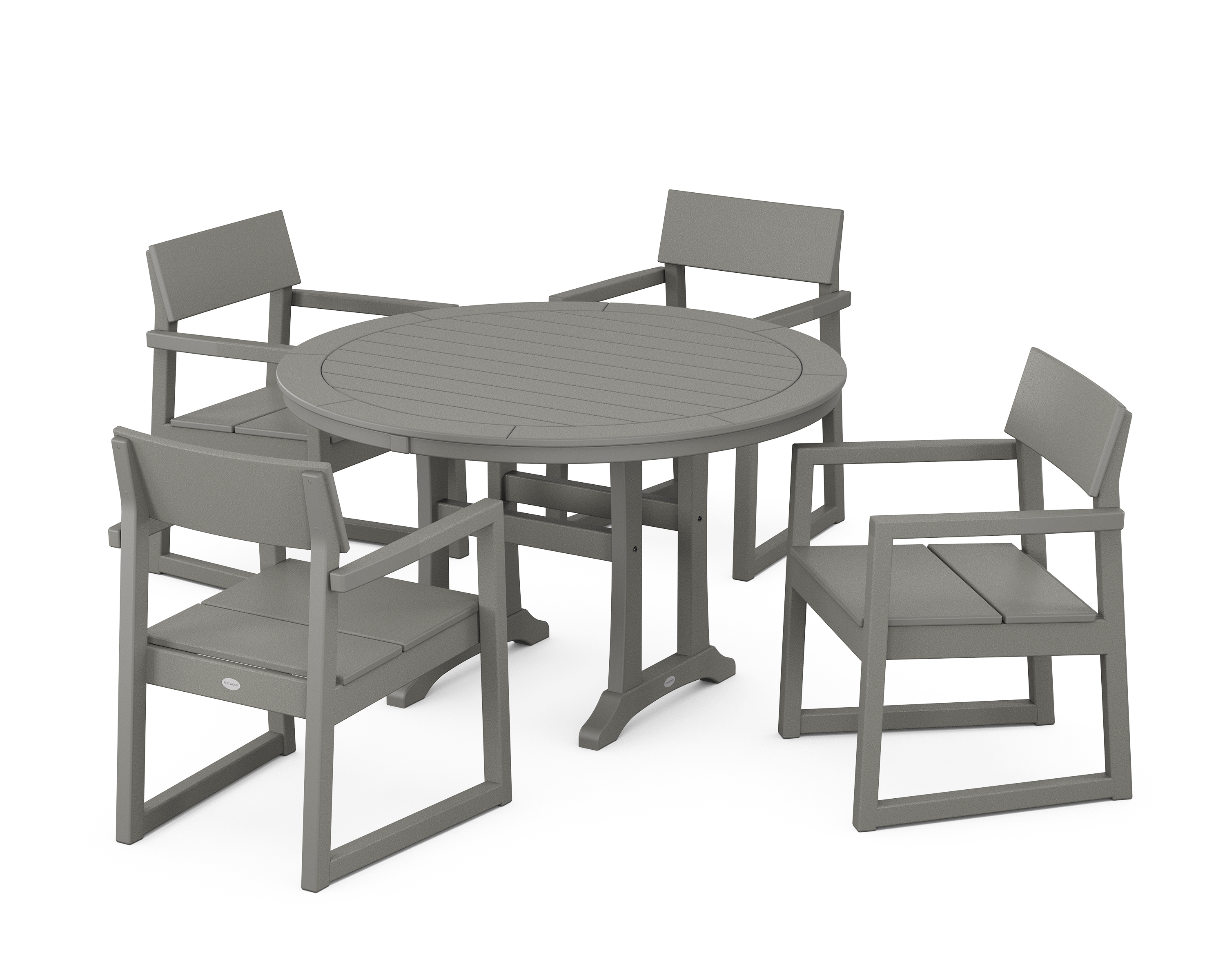 POLYWOOD EDGE 5-Piece Round Dining Set with Trestle Legs