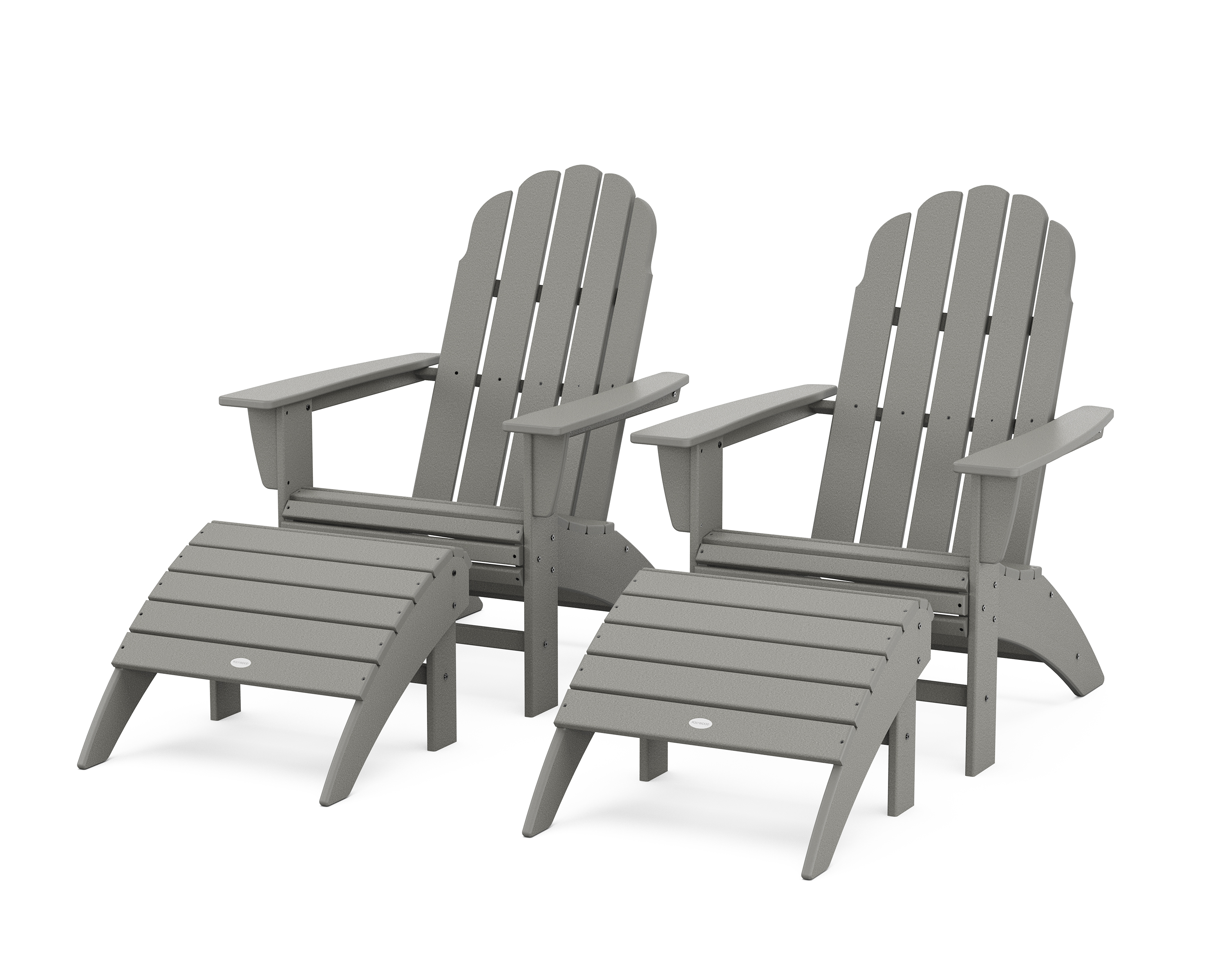 POLYWOOD Vineyard Curveback Adirondack Chair 4-Piece Set with Ottomans