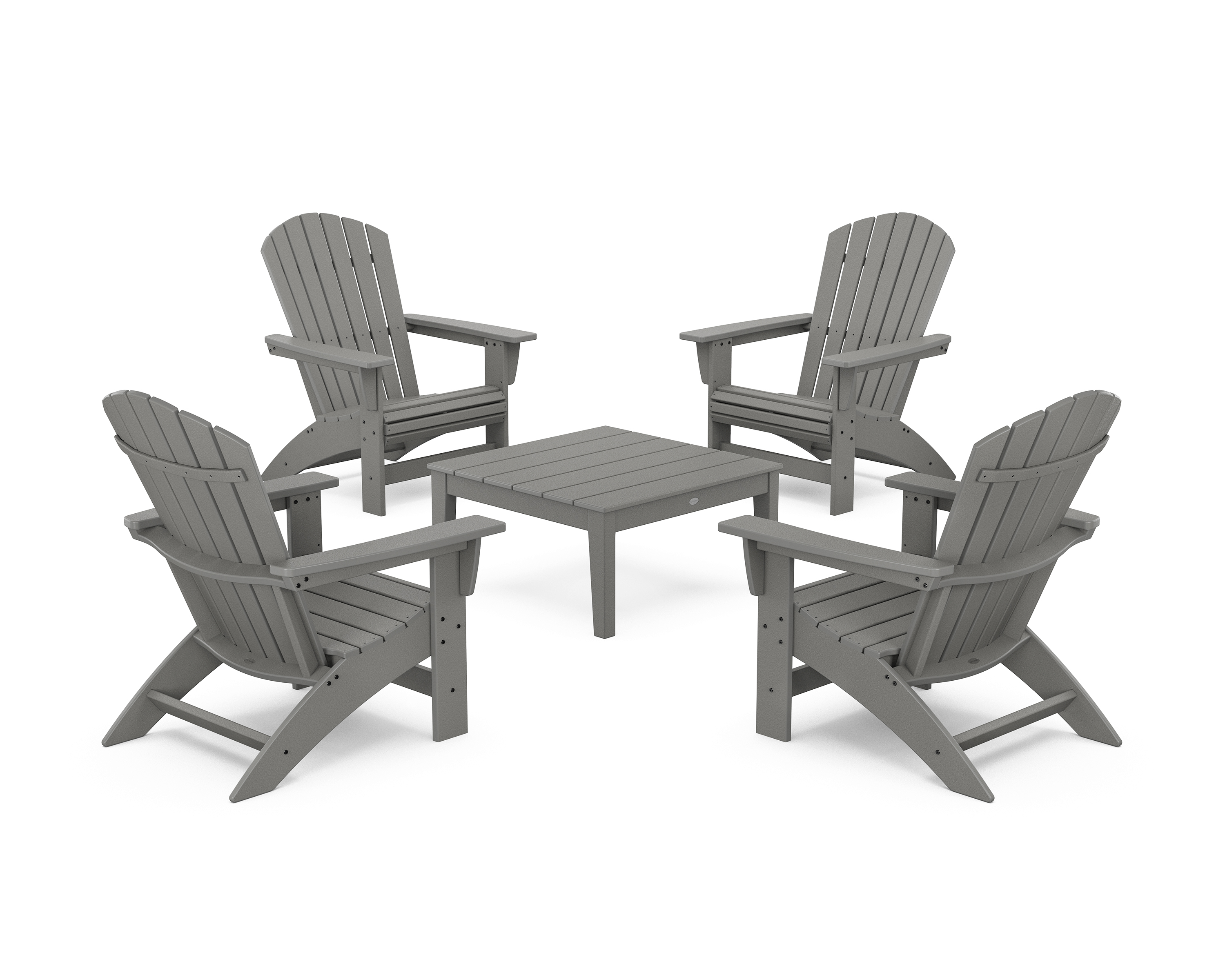 POLYWOOD 5-Piece Nautical Grand Adirondack Chair Conversation Group