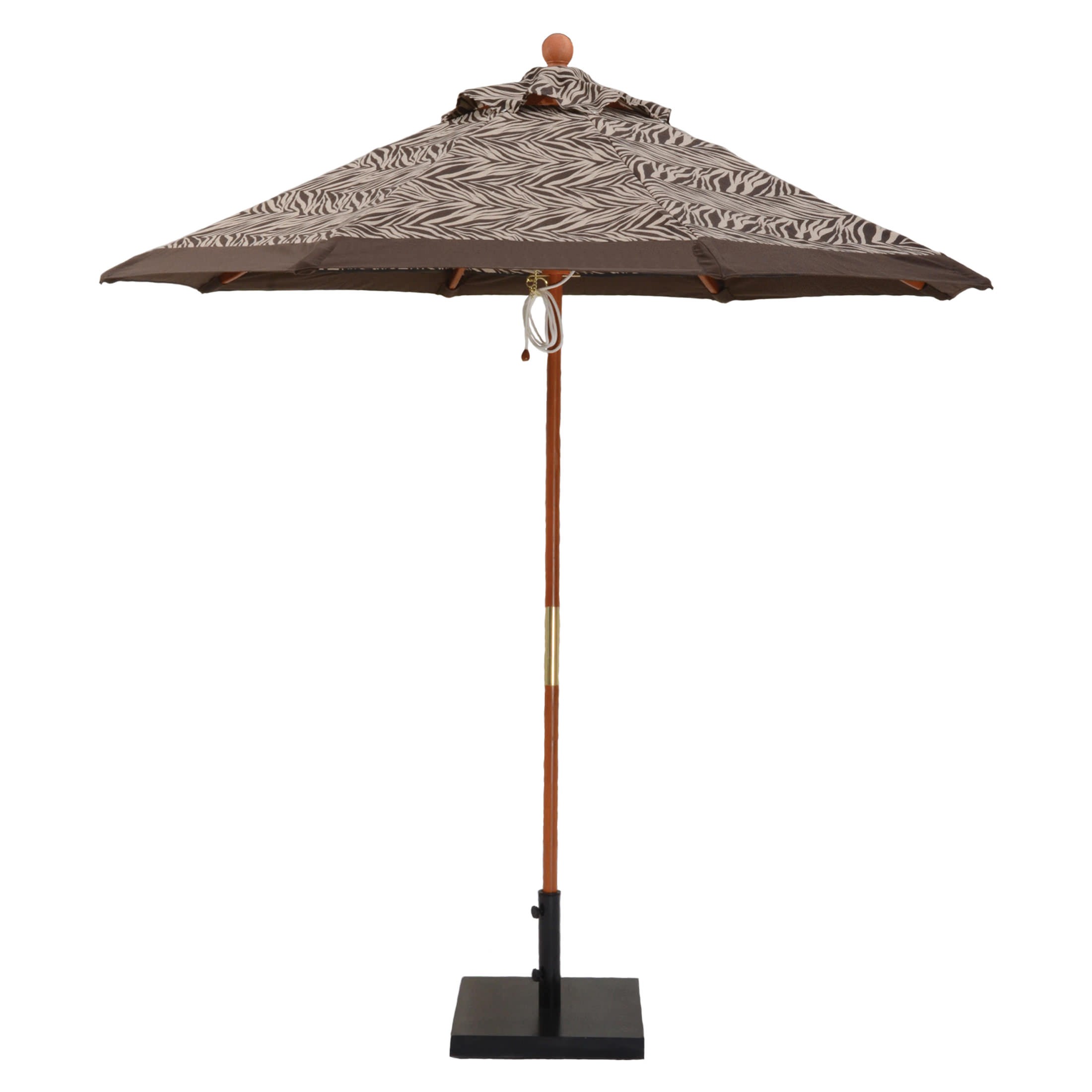 7 1/2 Ft Wooden Market Umbrella with Pulley & No Tilt