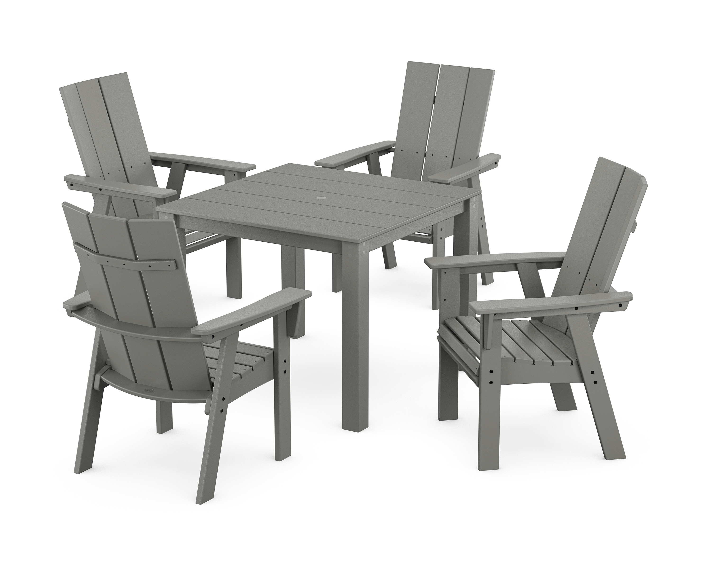 POLYWOOD Modern Curveback Adirondack 5-Piece Parsons Dining Set