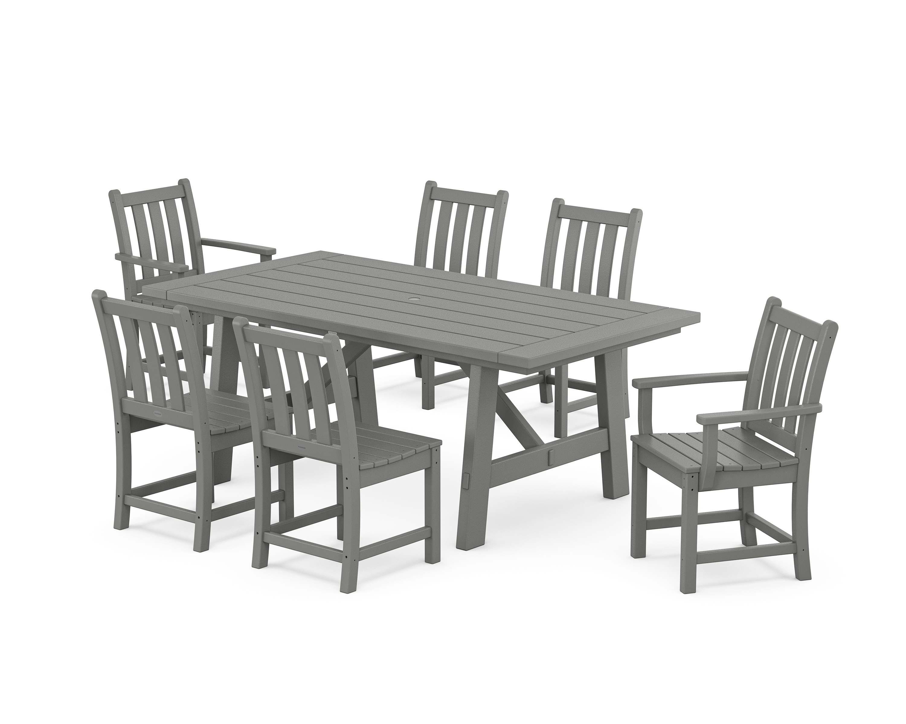 POLYWOOD Traditional Garden 7-Piece Rustic Farmhouse Dining Set