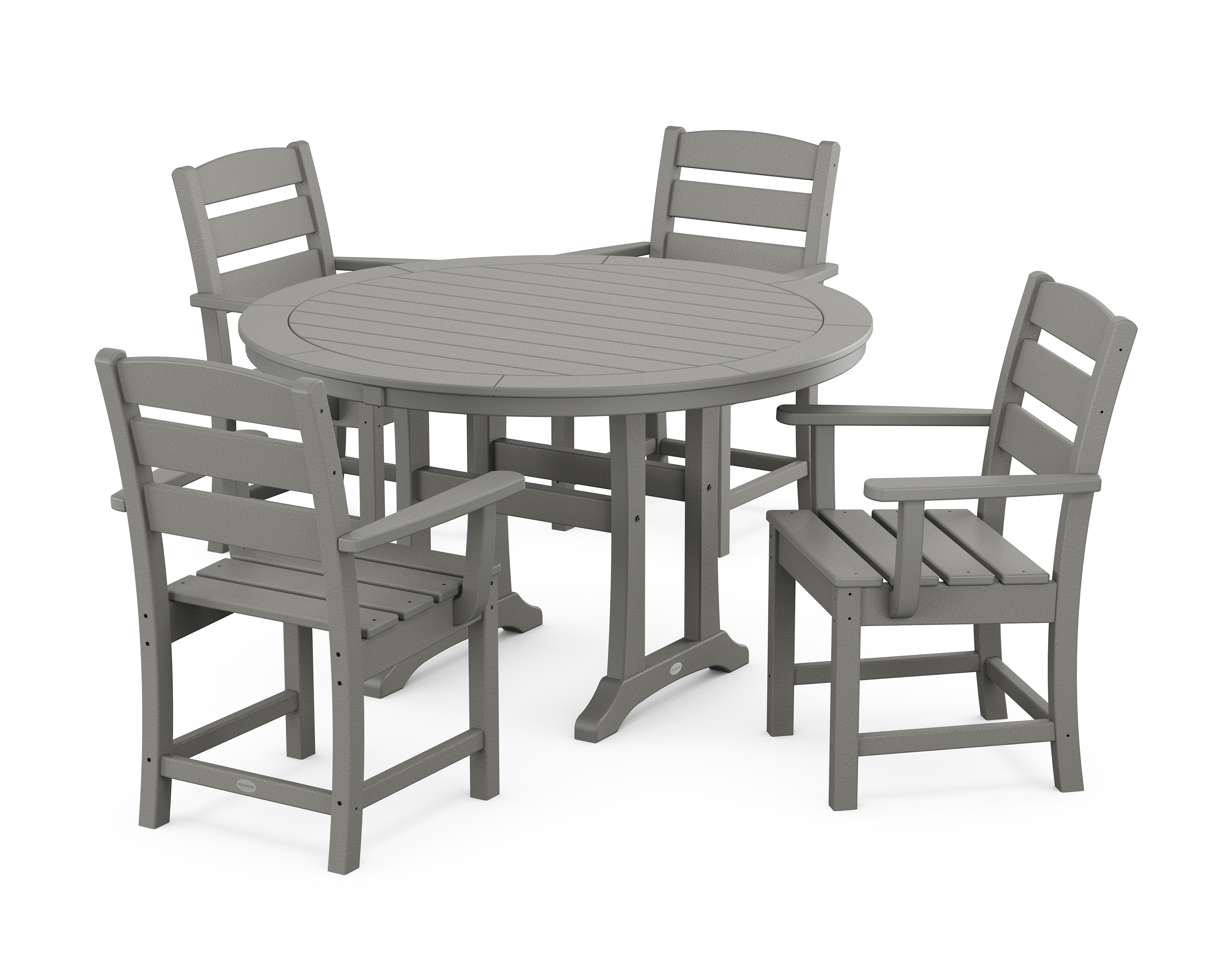POLYWOOD Lakeside 5-Piece Round Dining Set with Trestle Legs