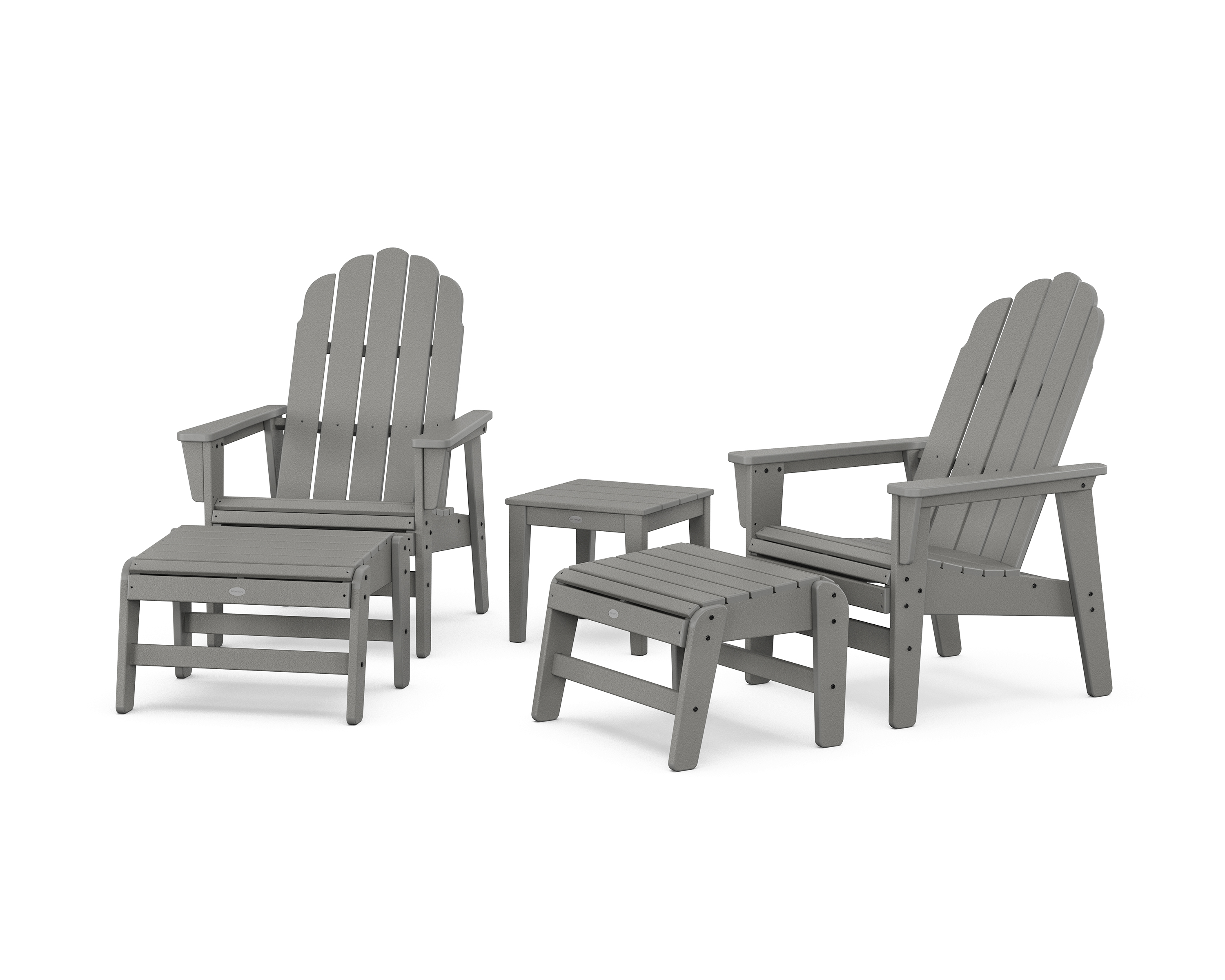 POLYWOOD 5-Piece Vineyard Grand Upright Adirondack Set with Ottomans and Side Table
