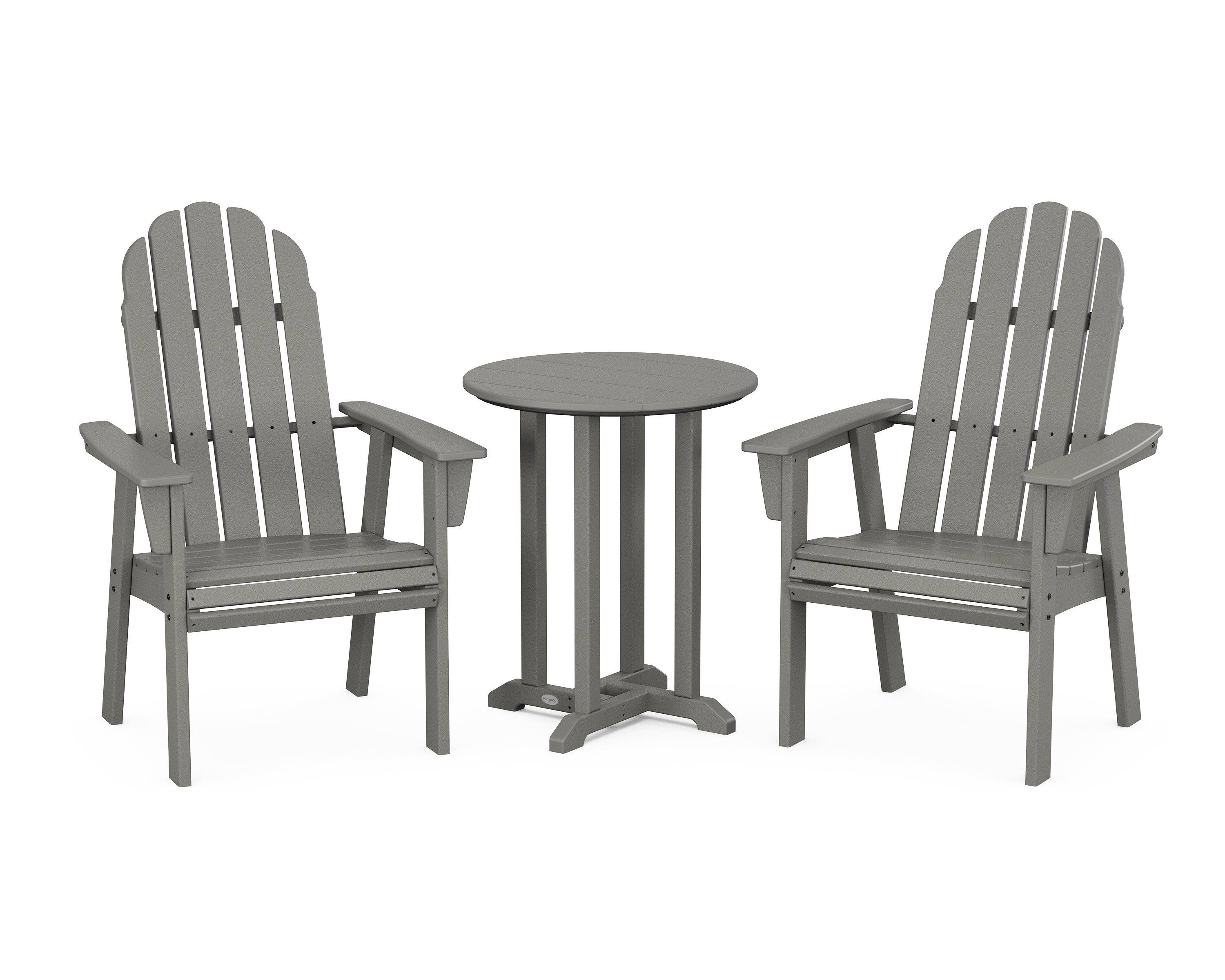 POLYWOOD Vineyard Adirondack 3-Piece Round Bistro Dining Set