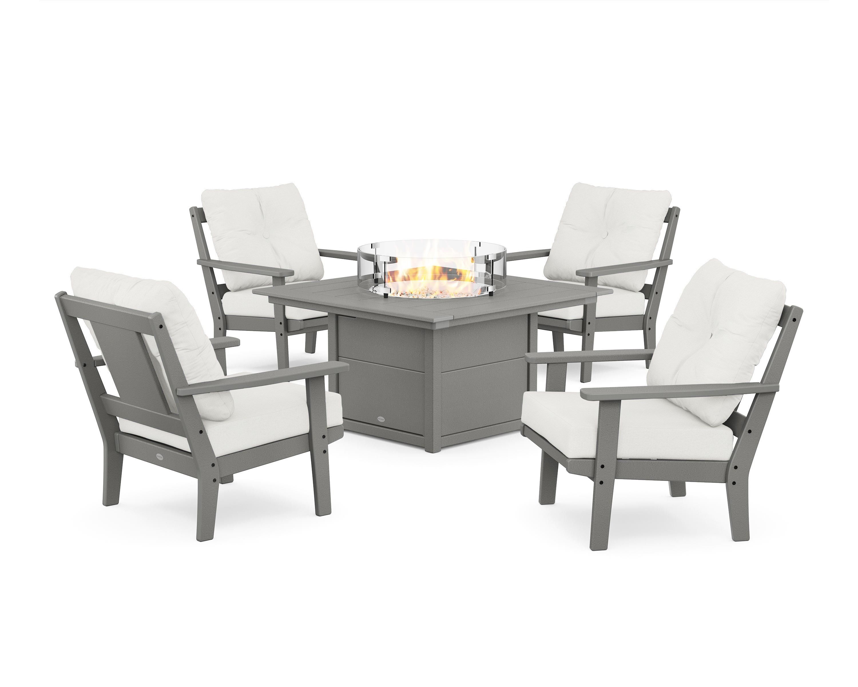 POLYWOOD Prairie 5-Piece Deep Seating Set with Fire Pit Table