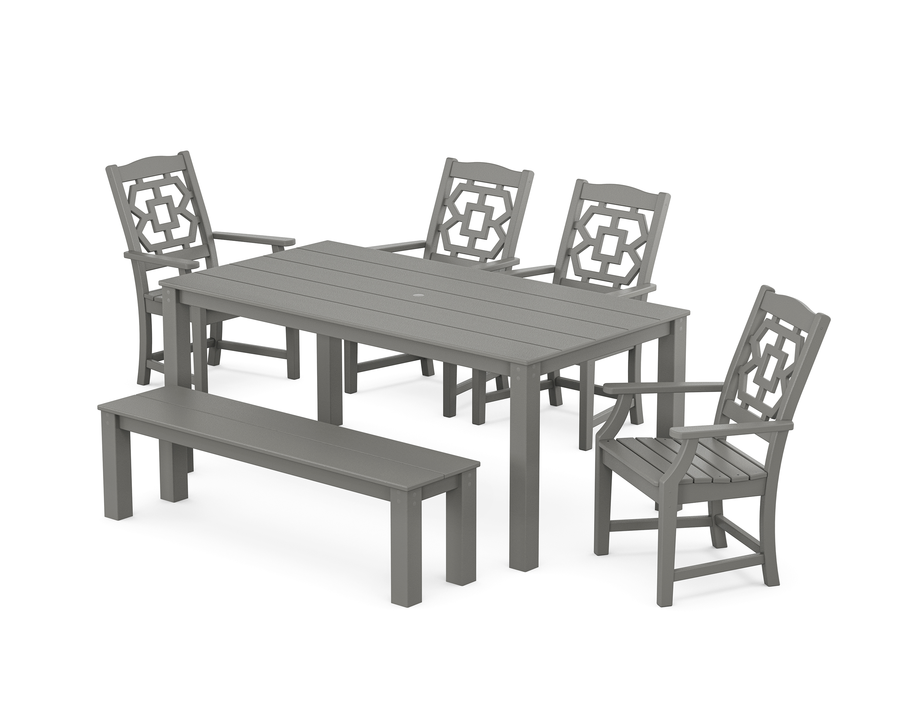 POLYWOOD Chinoiserie 6-Piece Parsons Dining Set with Bench