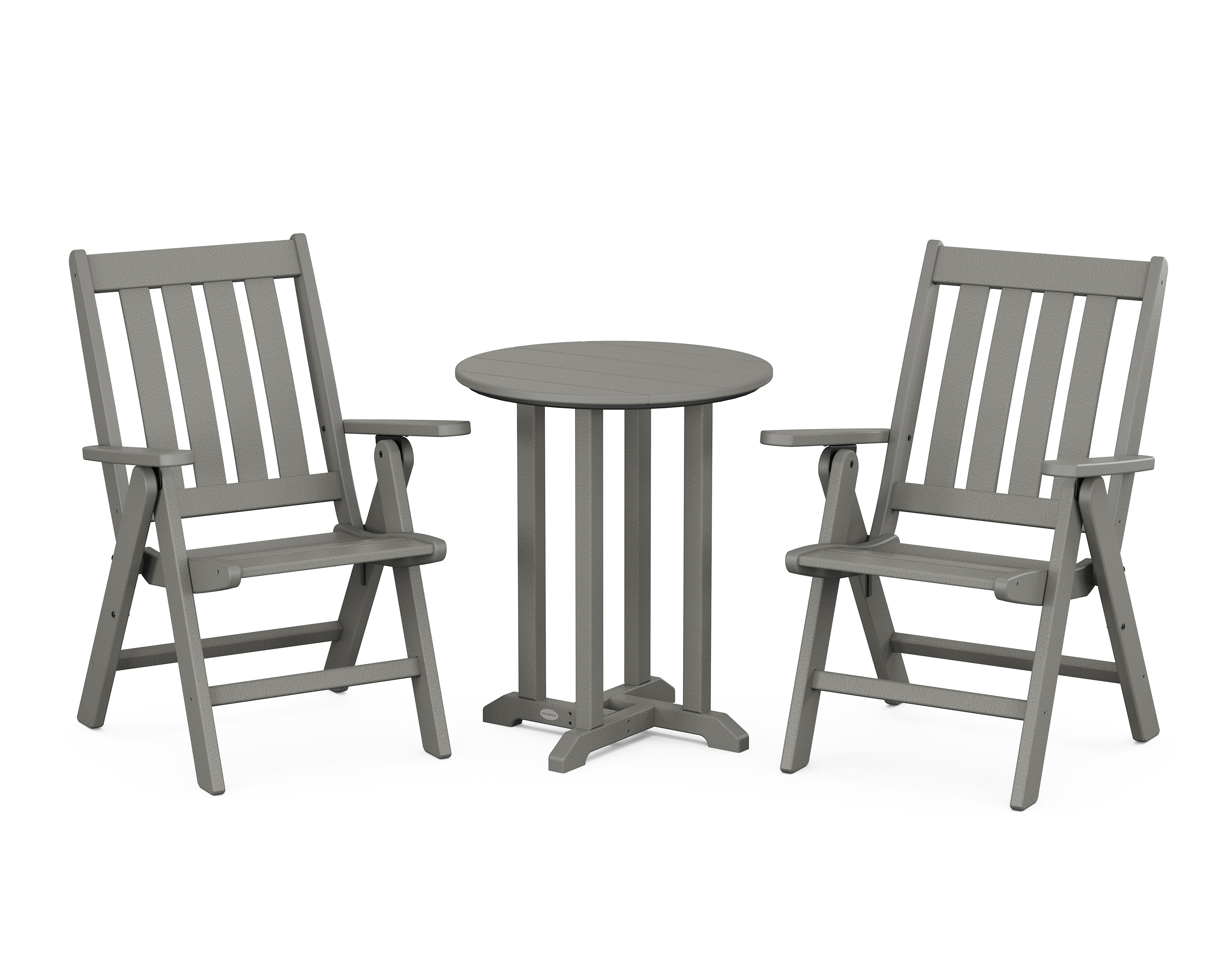 POLYWOOD Vineyard Folding Chair 3-Piece Round Bistro Dining Set