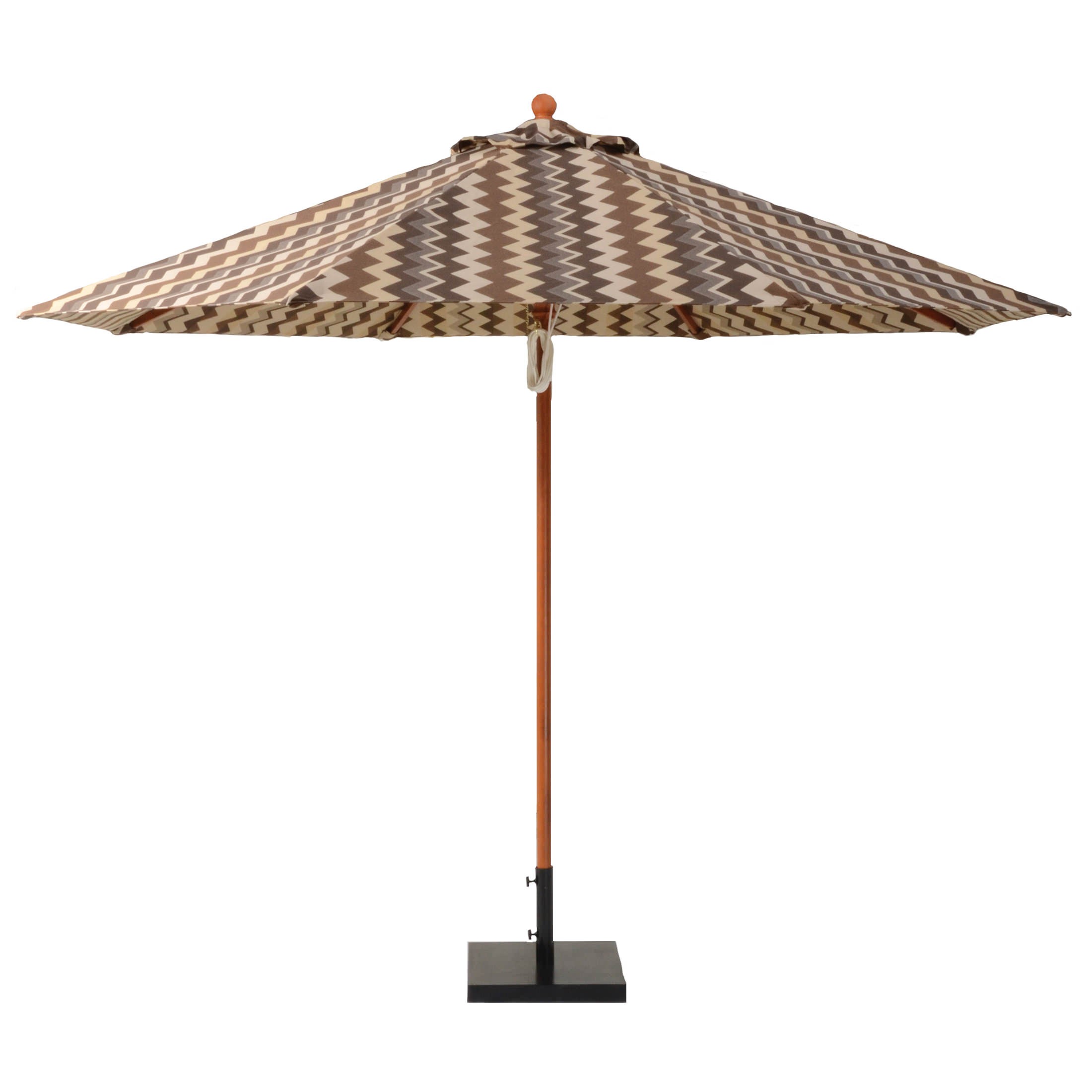 11 Ft Wooden Market Umbrella with Double Pulley & No Tilt