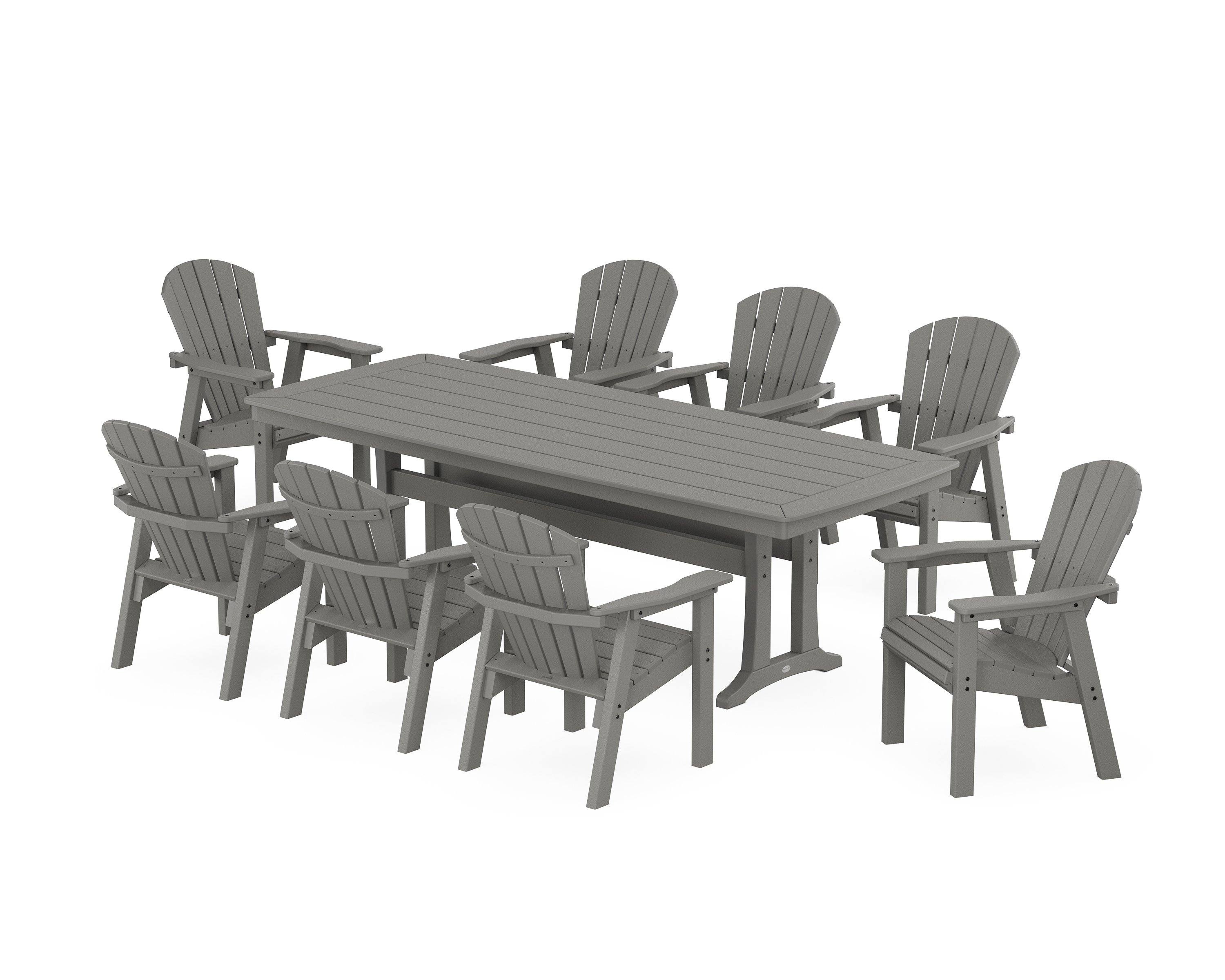 POLYWOOD Seashell 9-Piece Dining Set with Trestle Legs