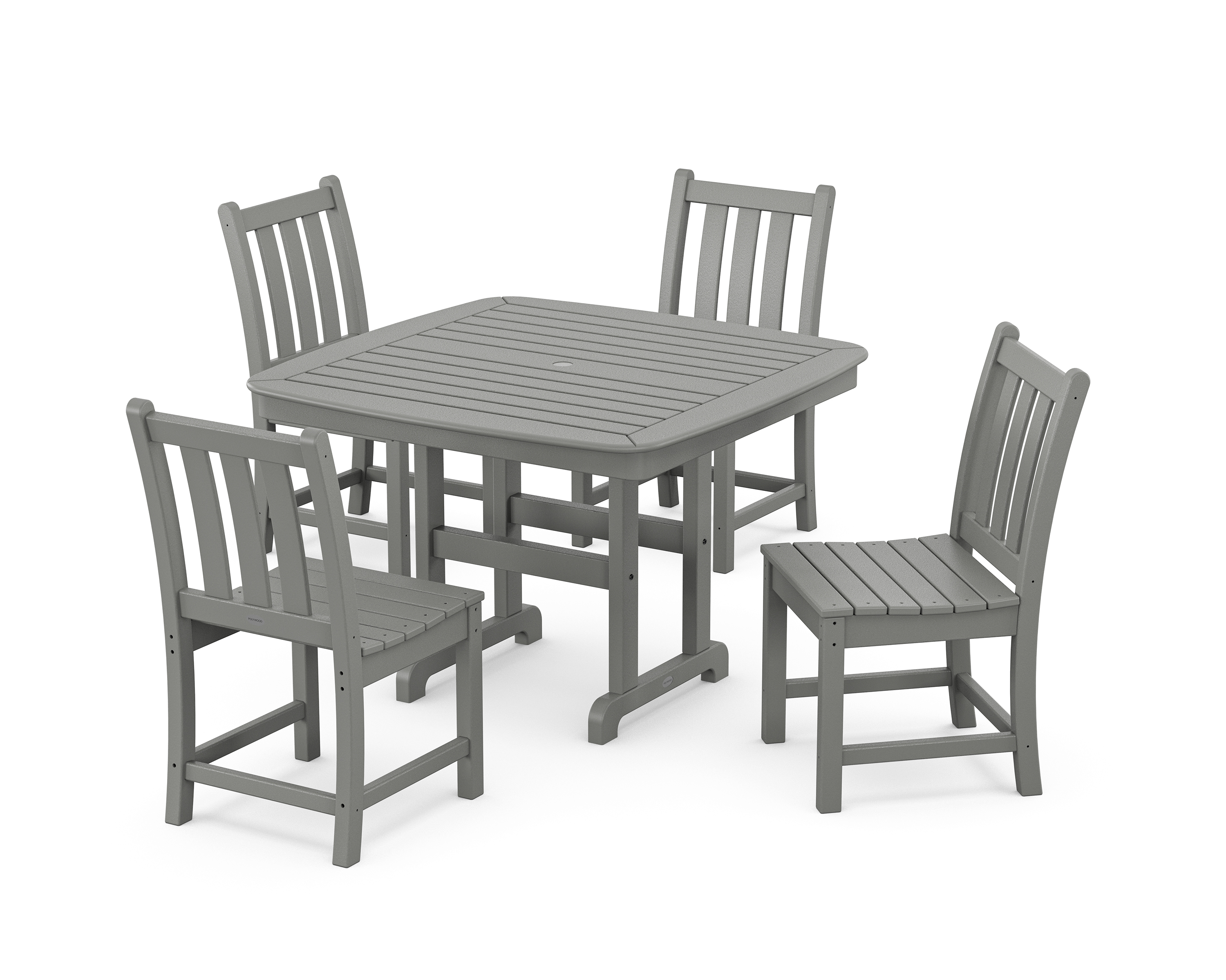 POLYWOOD Traditional Garden Side Chair 5-Piece Dining Set with Trestle Legs