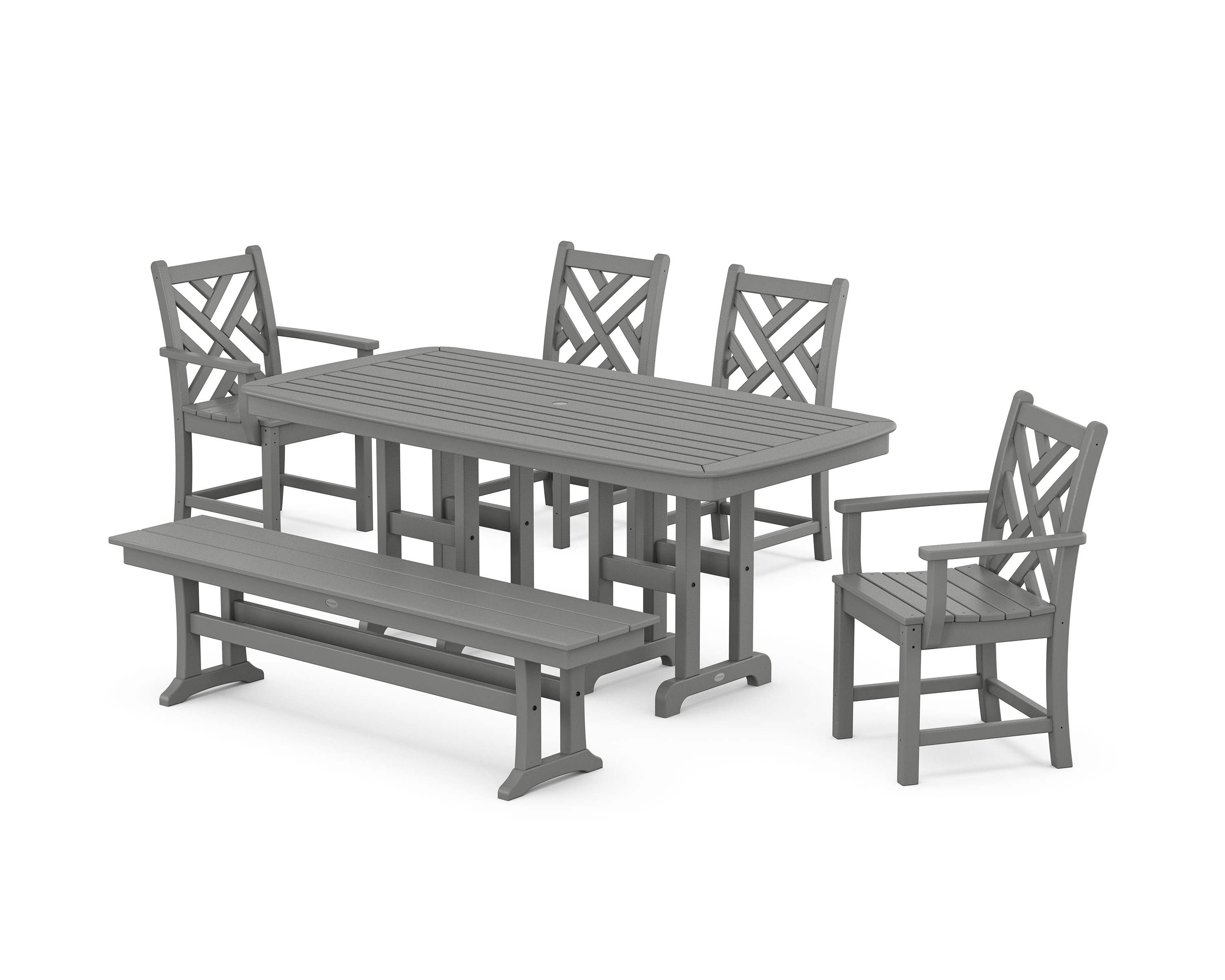 POLYWOOD Chippendale 6-Piece Dining Set with Bench