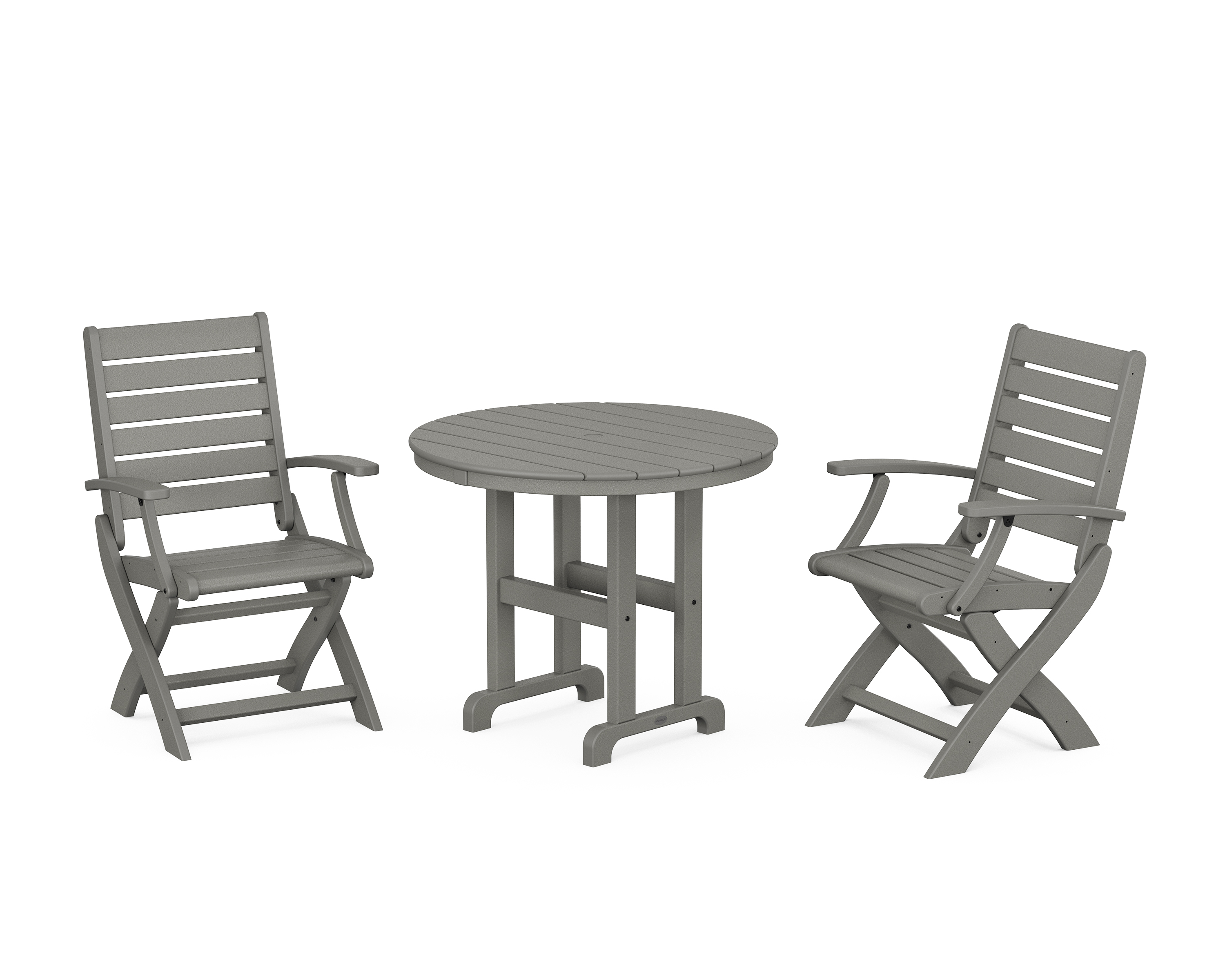 POLYWOOD Signature Folding Chair 3-Piece Round Farmhouse Dining Set