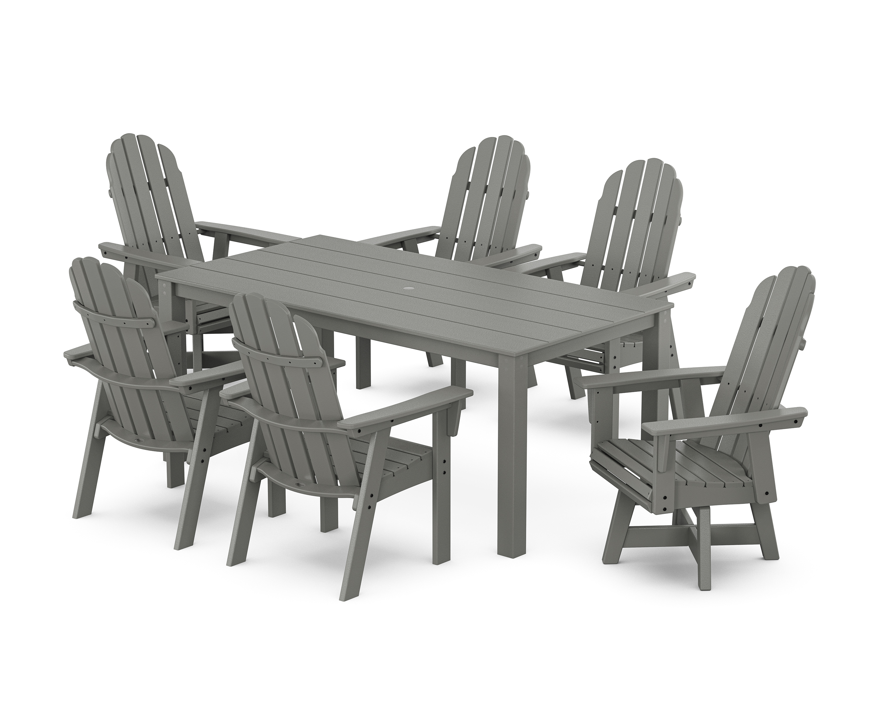 POLYWOOD Vineyard Curveback Adirondack 7-Piece Parsons Swivel Dining Set