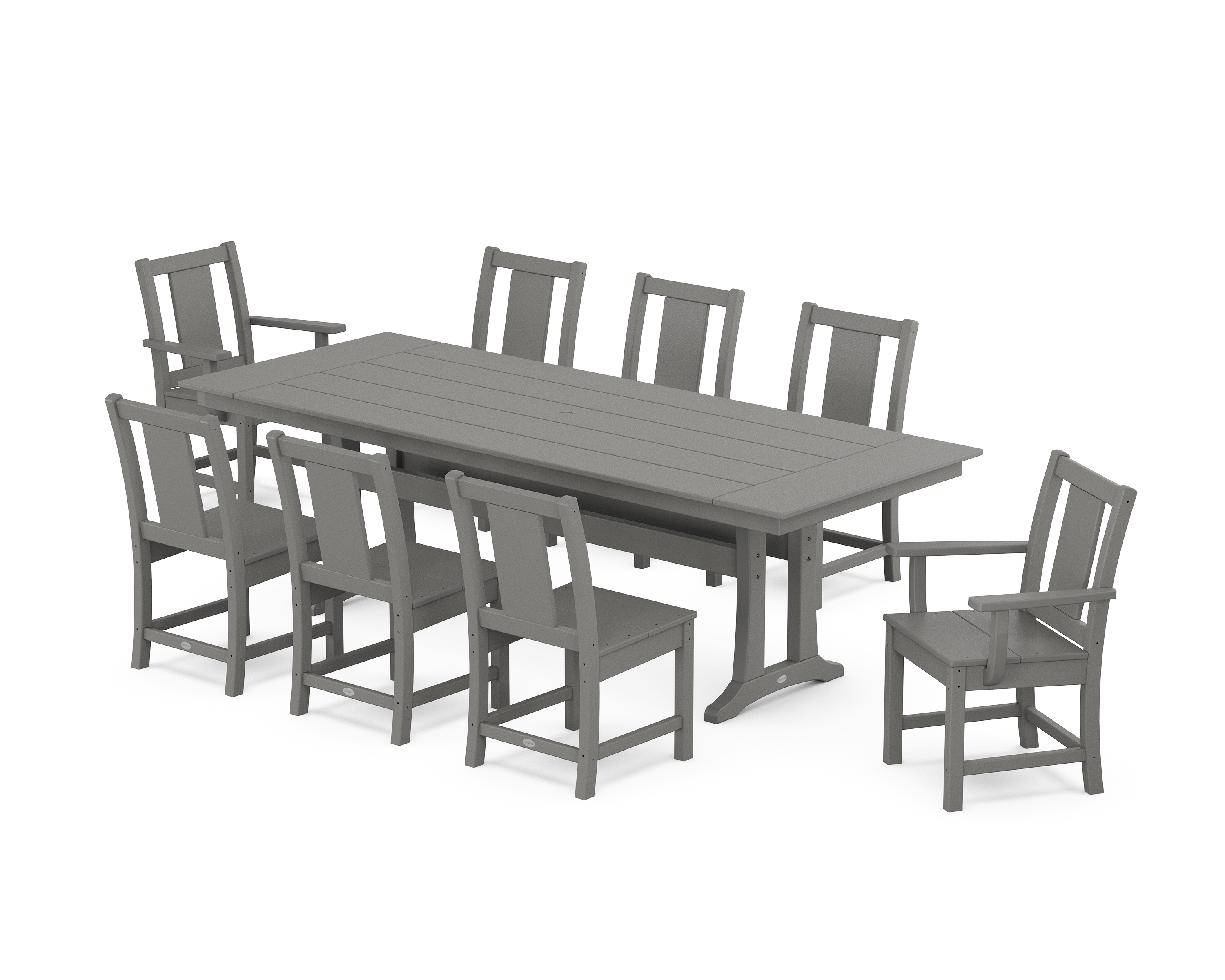 POLYWOOD Prairie 9-Piece Farmhouse Dining Set with Trestle Legs