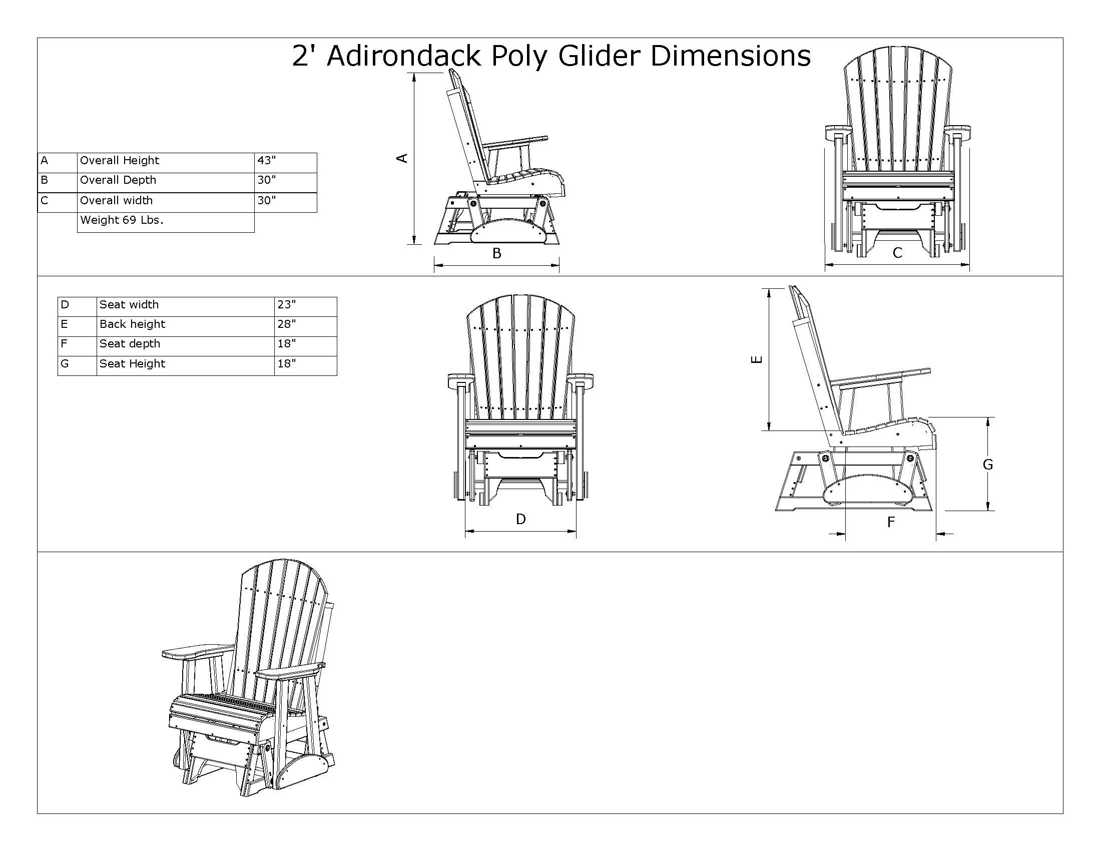 Luxcraft Adirondack Glider 2 pc Seating Set