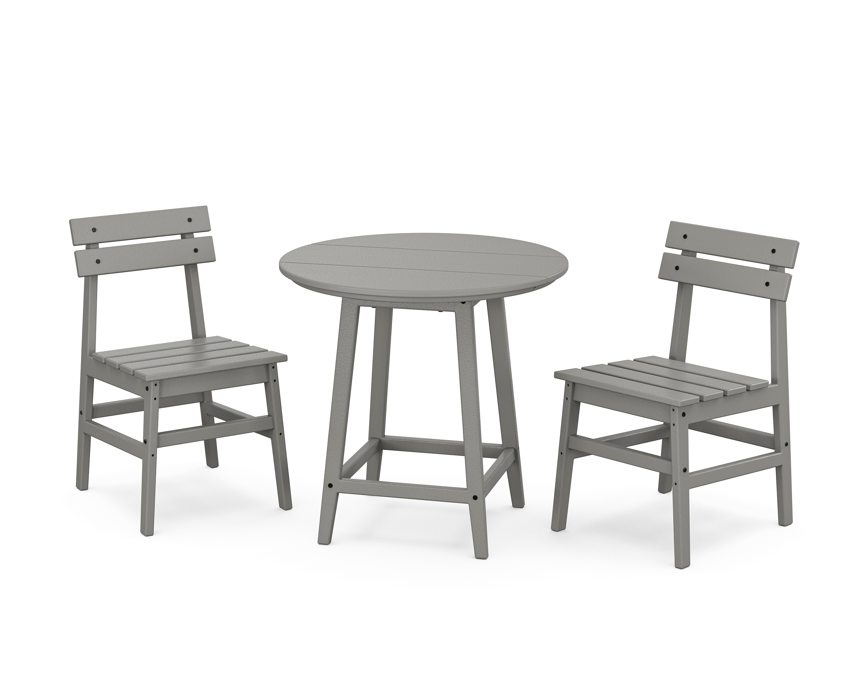 POLYWOOD Modern Studio Plaza Chair 3-Piece Round Bistro Dining Set