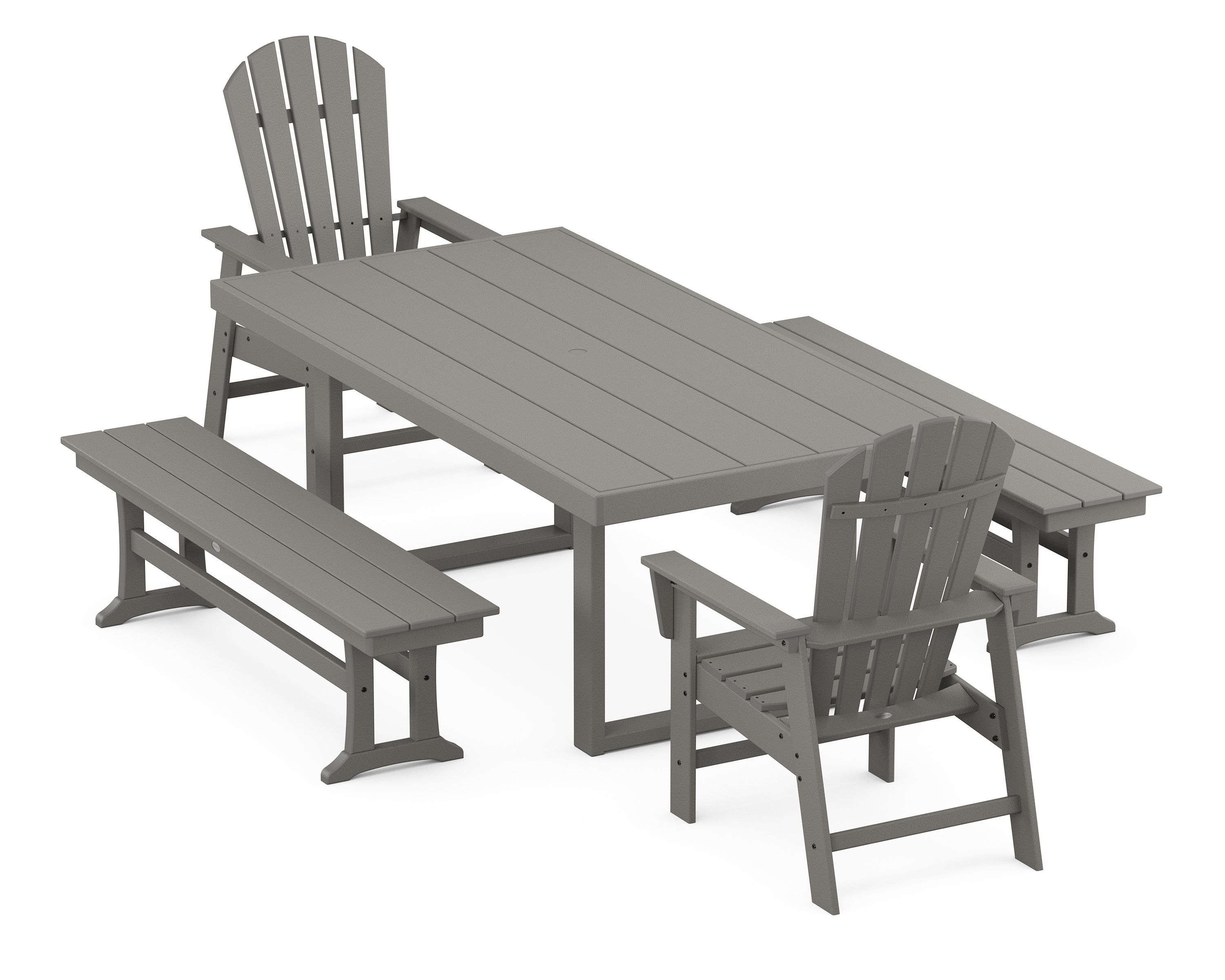 POLYWOOD South Beach 5-Piece Dining Set with Benches