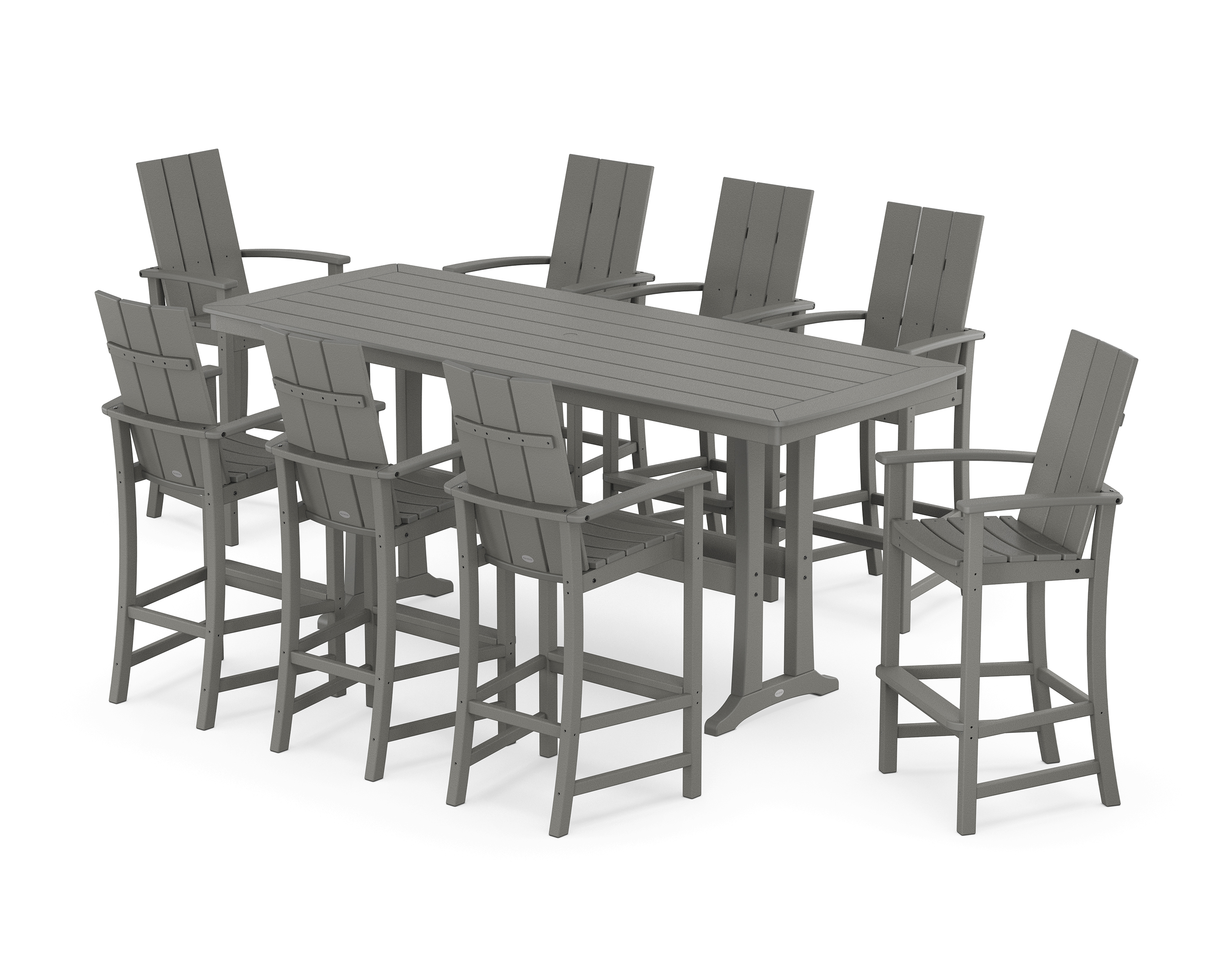 POLYWOOD Modern Adirondack 9-Piece Bar Set with Trestle Legs