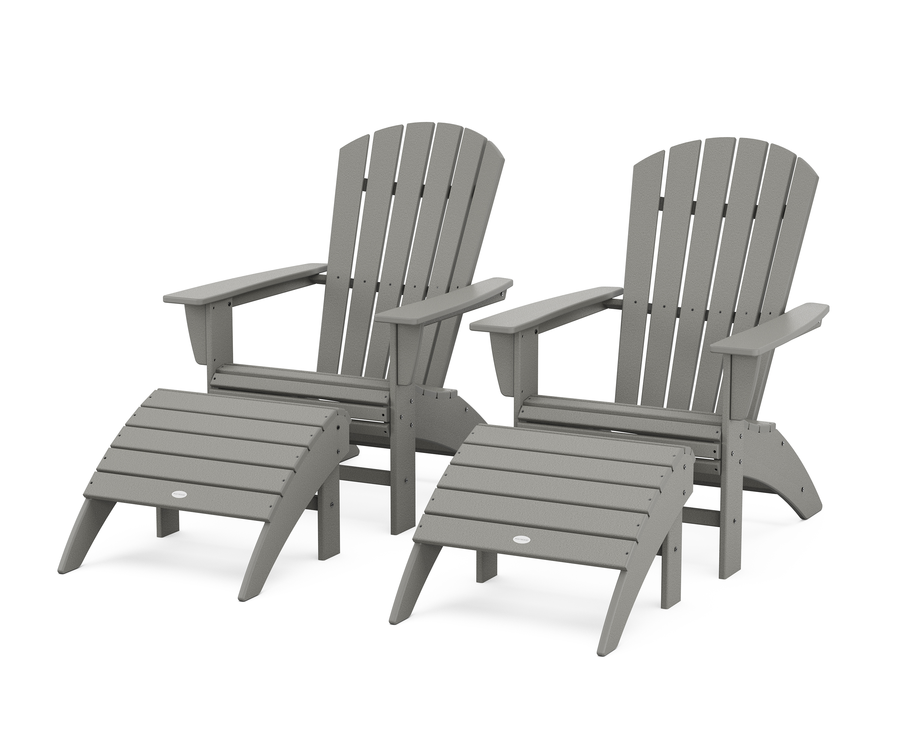 POLYWOOD Nautical Curveback Adirondack Chair 4-Piece Set with Ottomans