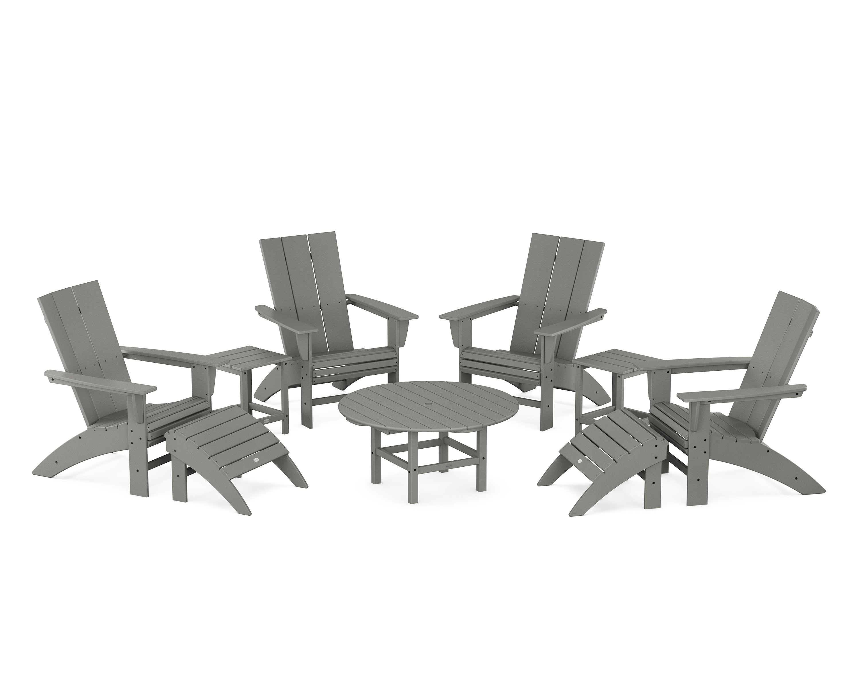 POLYWOOD Modern Curveback Adirondack Chair 9-Piece Conversation Set