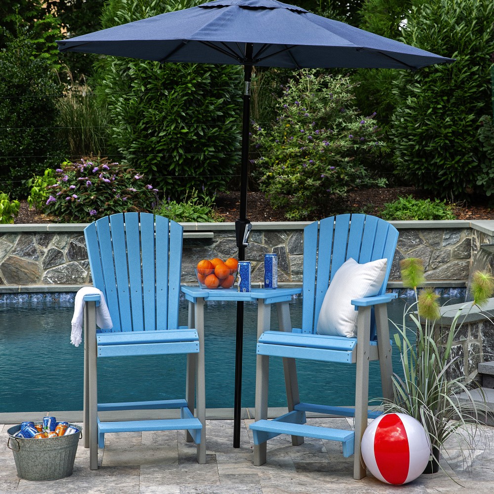 Shown in Ocean Blue on Gray. Comes with built in cup holders