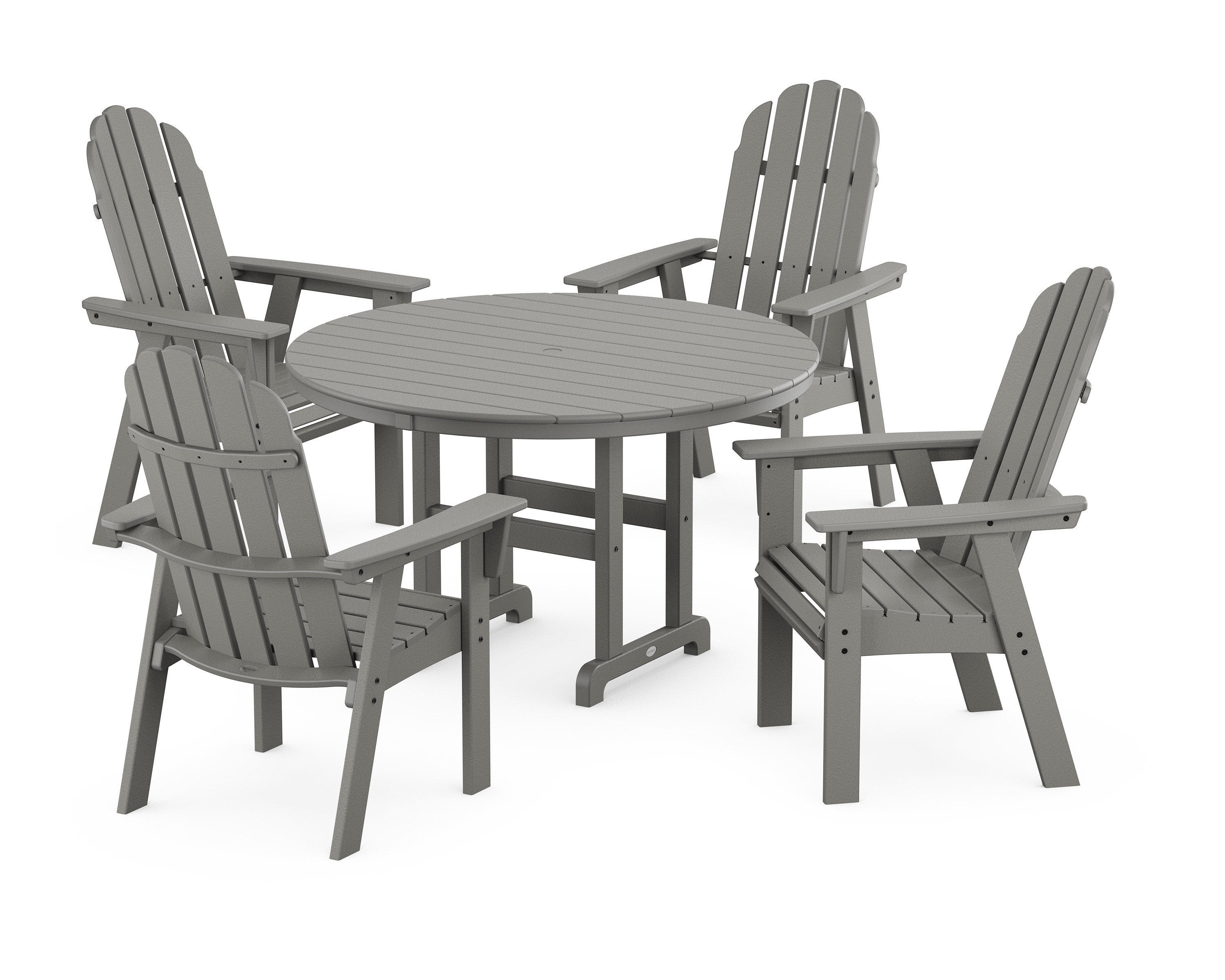POLYWOOD Vineyard Curveback Adirondack 5-Piece Round Farmhouse Dining Set