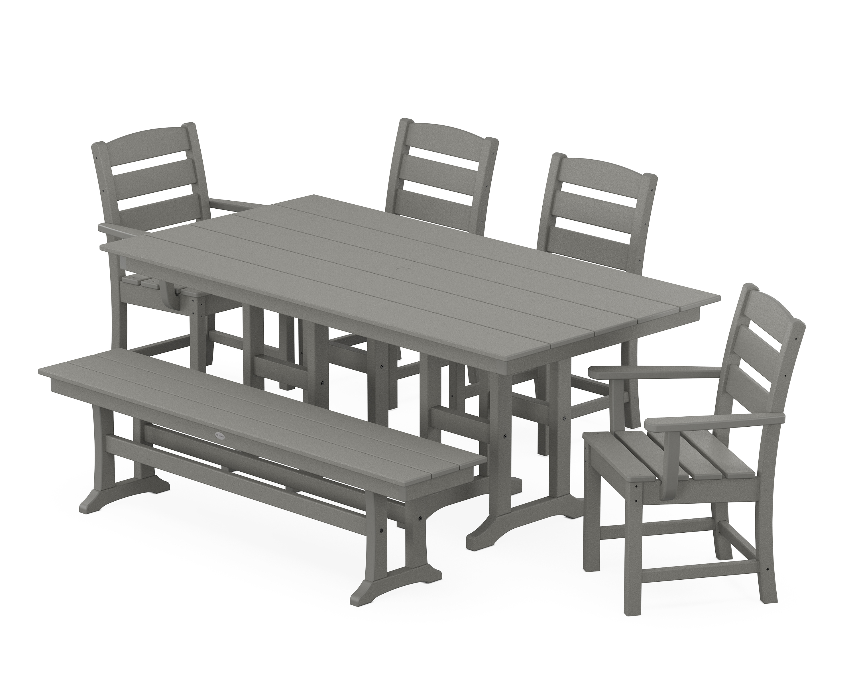 POLYWOOD Lakeside 6-Piece Farmhouse Dining Set with Bench