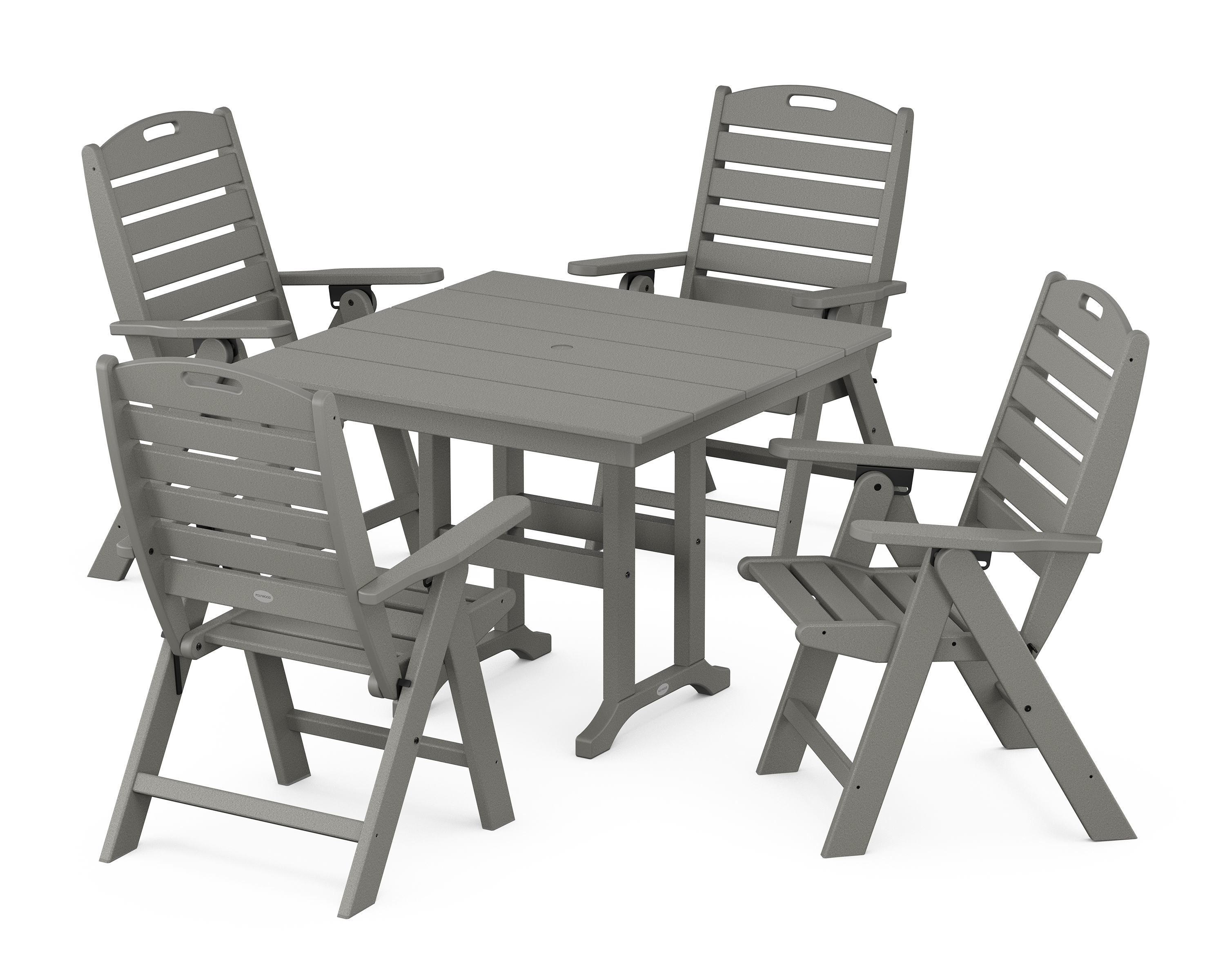 POLYWOOD Nautical Folding Highback Chair 5-Piece Farmhouse Dining Set