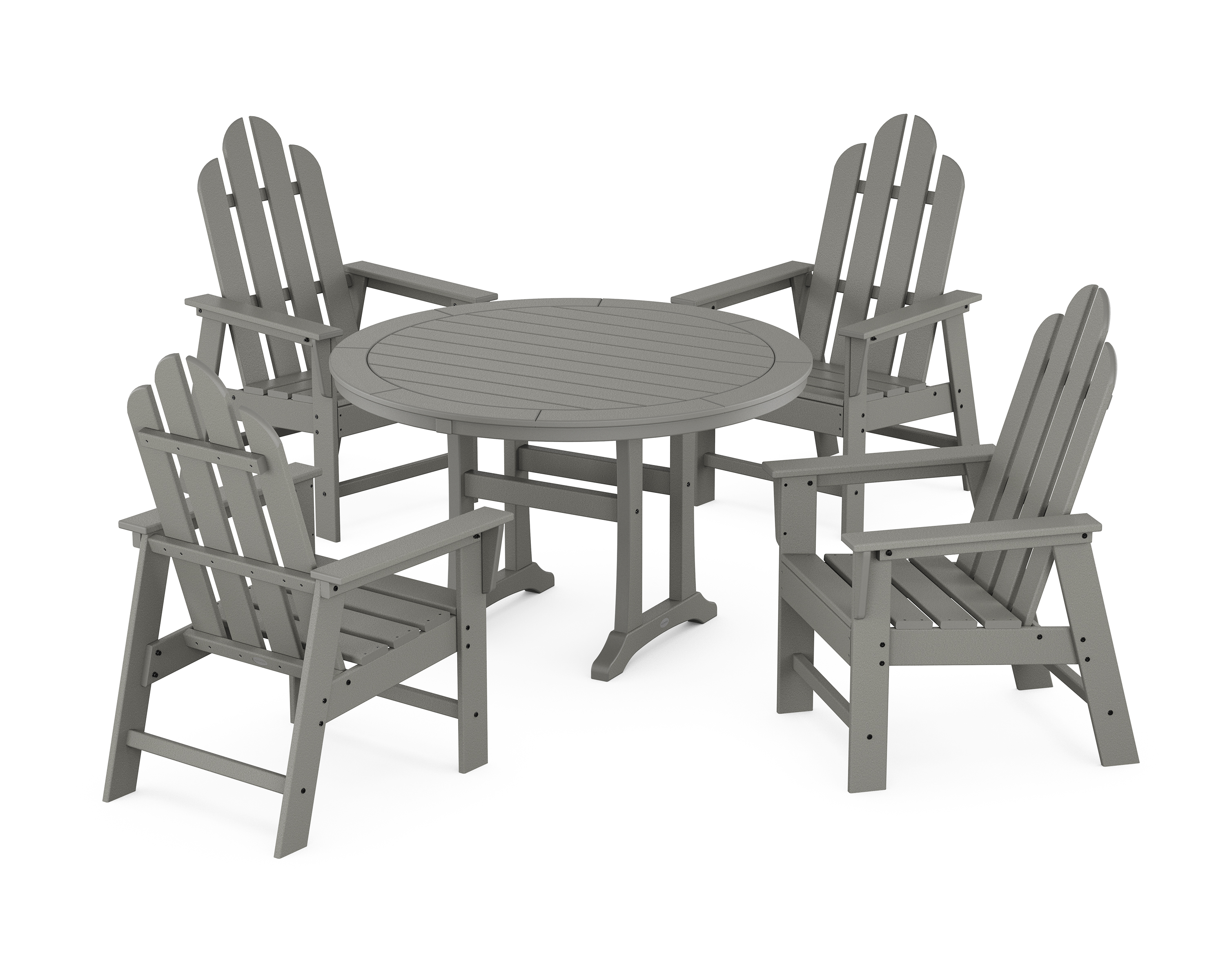 POLYWOOD Long Island 5-Piece Round Dining Set with Trestle Legs