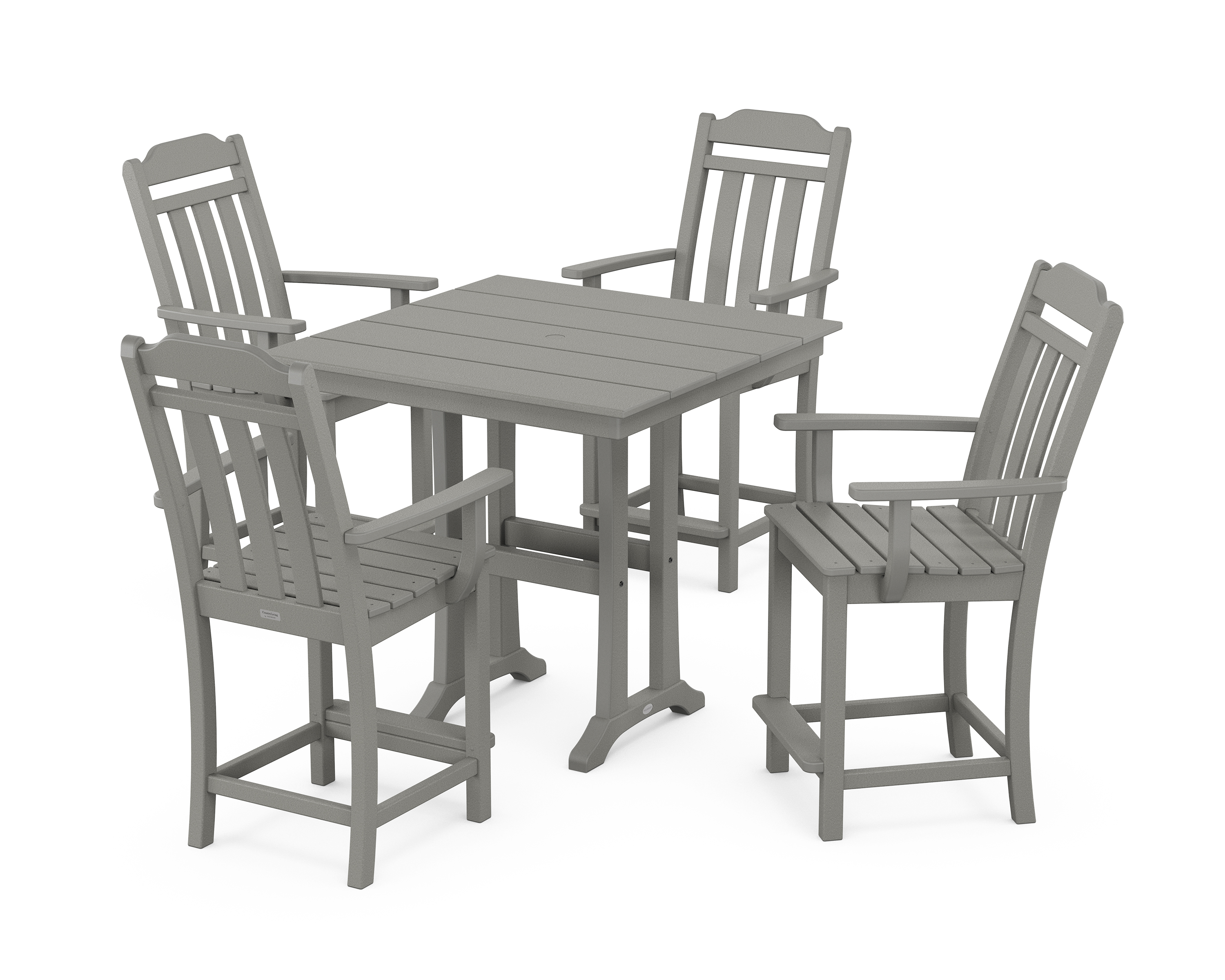 POLYWOOD Cottage 5-Piece Farmhouse Counter Set with Trestle Legs