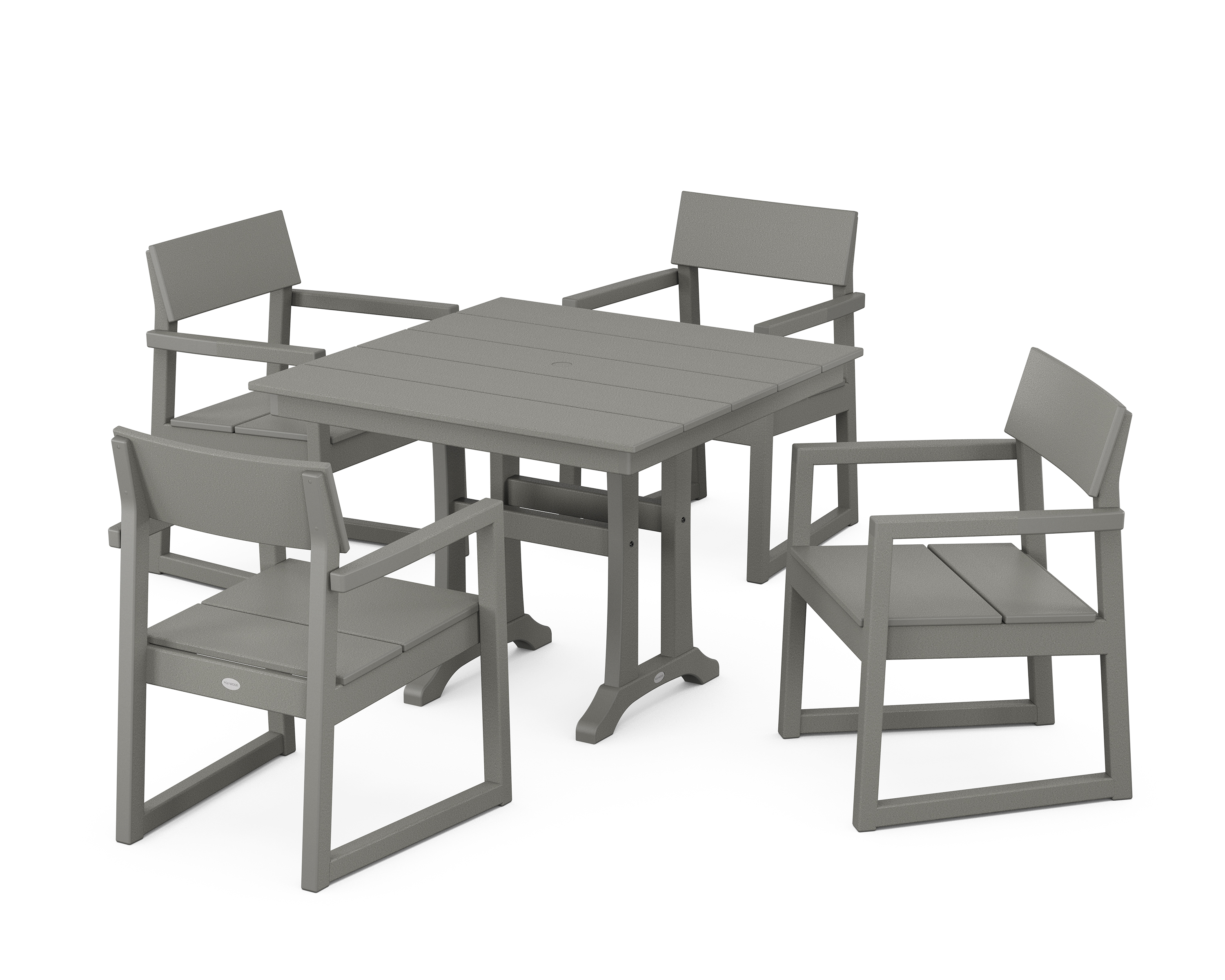 POLYWOOD EDGE 5-Piece Farmhouse Dining Set With Trestle Legs