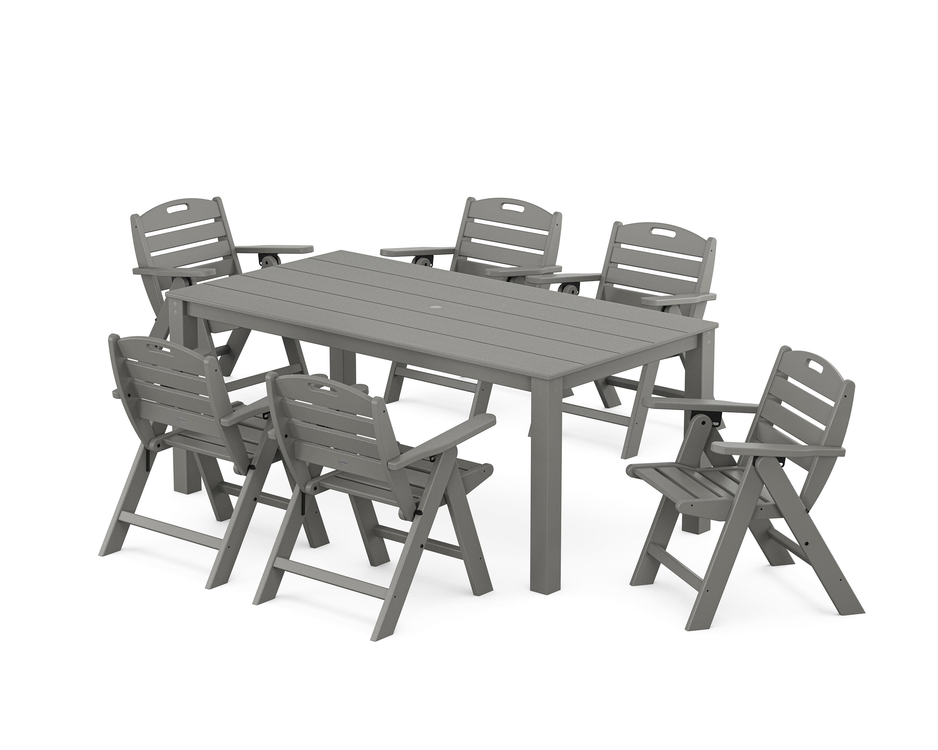 POLYWOOD Nautical Folding Lowback Chair 7-Piece Parsons Dining Set